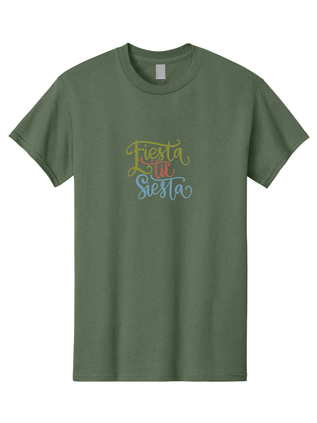Fiesta-La-Siesta Men'S Graphic Tee, 100% Cotton, Comfortable Casual Summer Wear, Machine Washable, Festive Typography, Vibrant Colors, Party Vibes, Celebration, Colorful Gradient, Fiesta La Siesta, Elegant Design, Artistic Font, - Aaa245