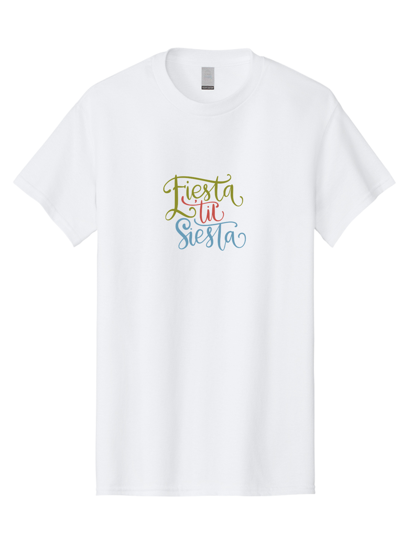 Fiesta-La-Siesta Men'S Graphic Tee, 100% Cotton, Comfortable Casual Summer Wear, Machine Washable, Festive Typography, Vibrant Colors, Party Vibes, Celebration, Colorful Gradient, Fiesta La Siesta, Elegant Design, Artistic Font, - Aaa245
