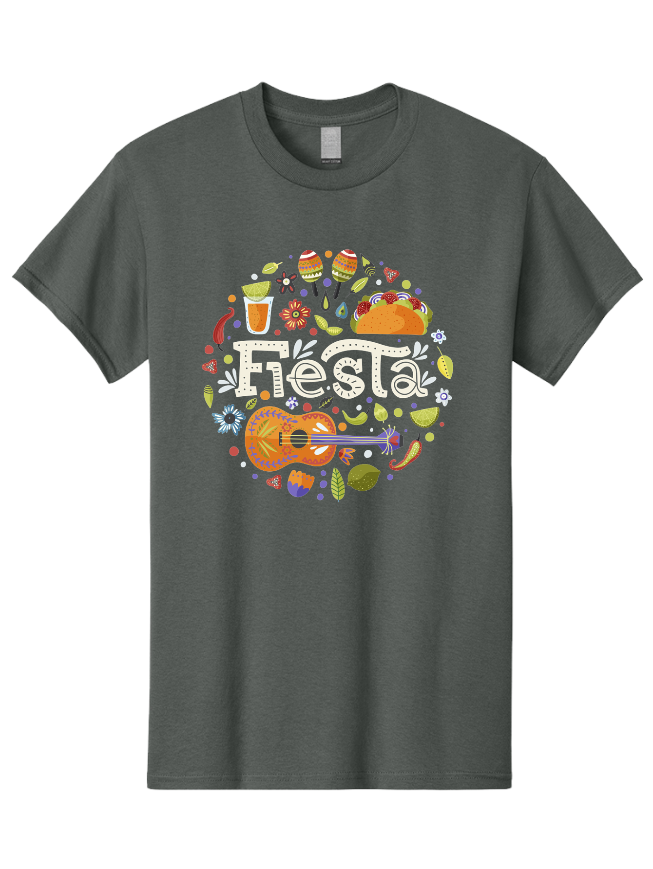 Fiesta Men'S Graphic Tee, 100% Cotton, Comfortable Casual Summer Wear, Machine Washable, Latin American Party, Festive Celebration, Traditional Food, Folk Music, Vibrant Culture, Colorful Flowers, Lively Atmosphere, Dance And Music, - Aaa249