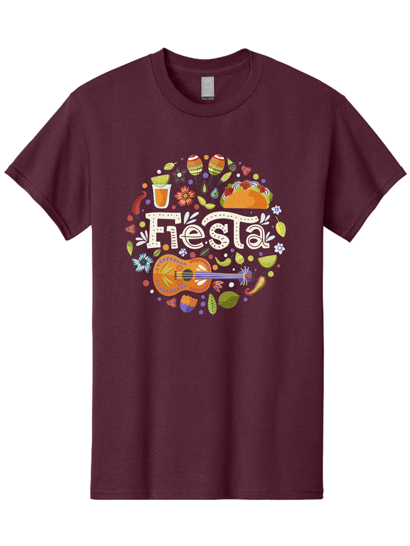 Fiesta Men'S Graphic Tee, 100% Cotton, Comfortable Casual Summer Wear, Machine Washable, Latin American Party, Festive Celebration, Traditional Food, Folk Music, Vibrant Culture, Colorful Flowers, Lively Atmosphere, Dance And Music, - Aaa249