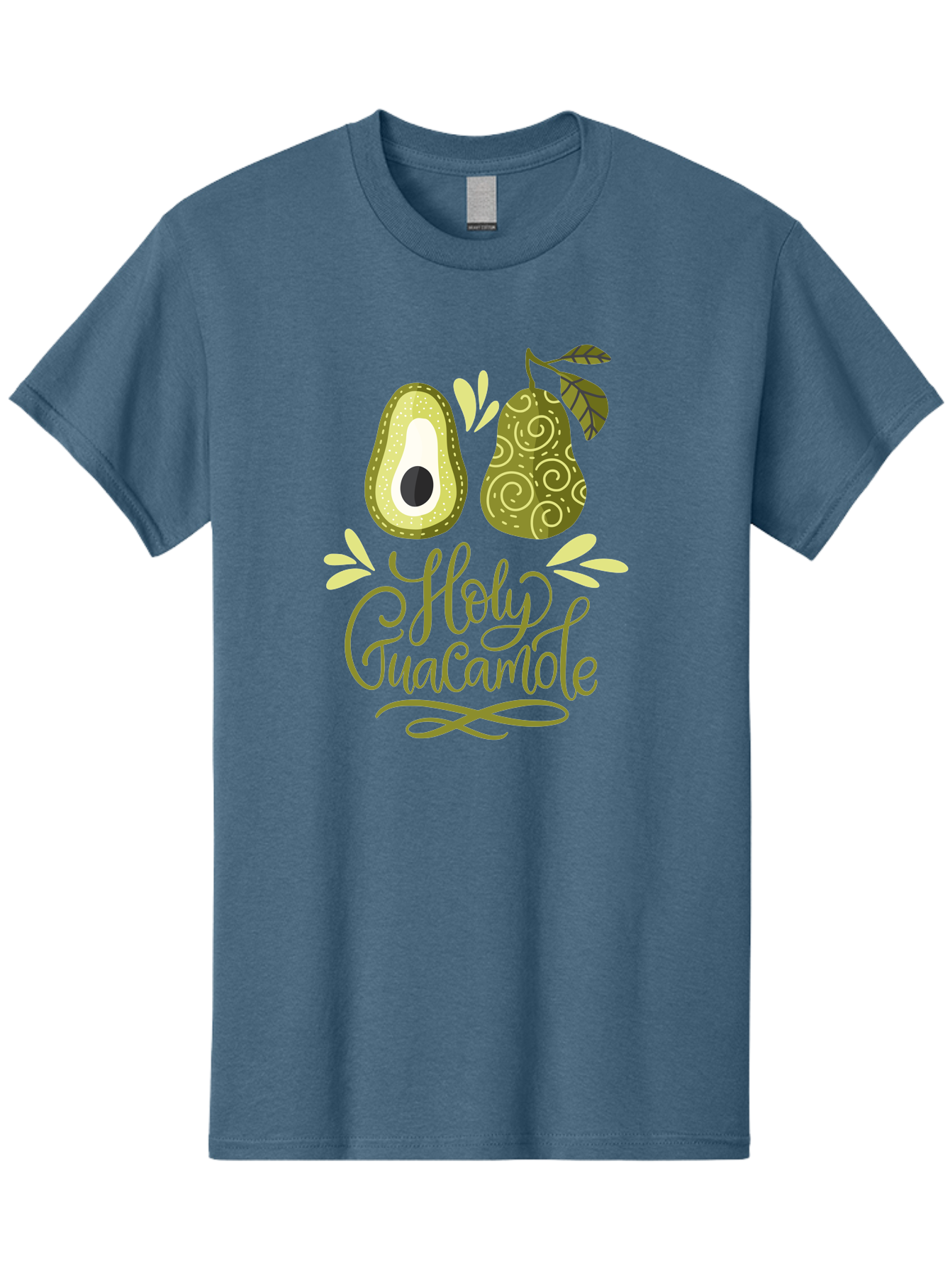 Holy-Guacamole Men'S Graphic Tee, 100% Cotton, Comfortable Casual Summer Wear, Machine Washable, Avocado Illustration, Guacamole Recipe, Healthy Eating, Food Art, Creative Typography, Decorative Leaves, Vibrant Colors, Culinary Design - Aaa254
