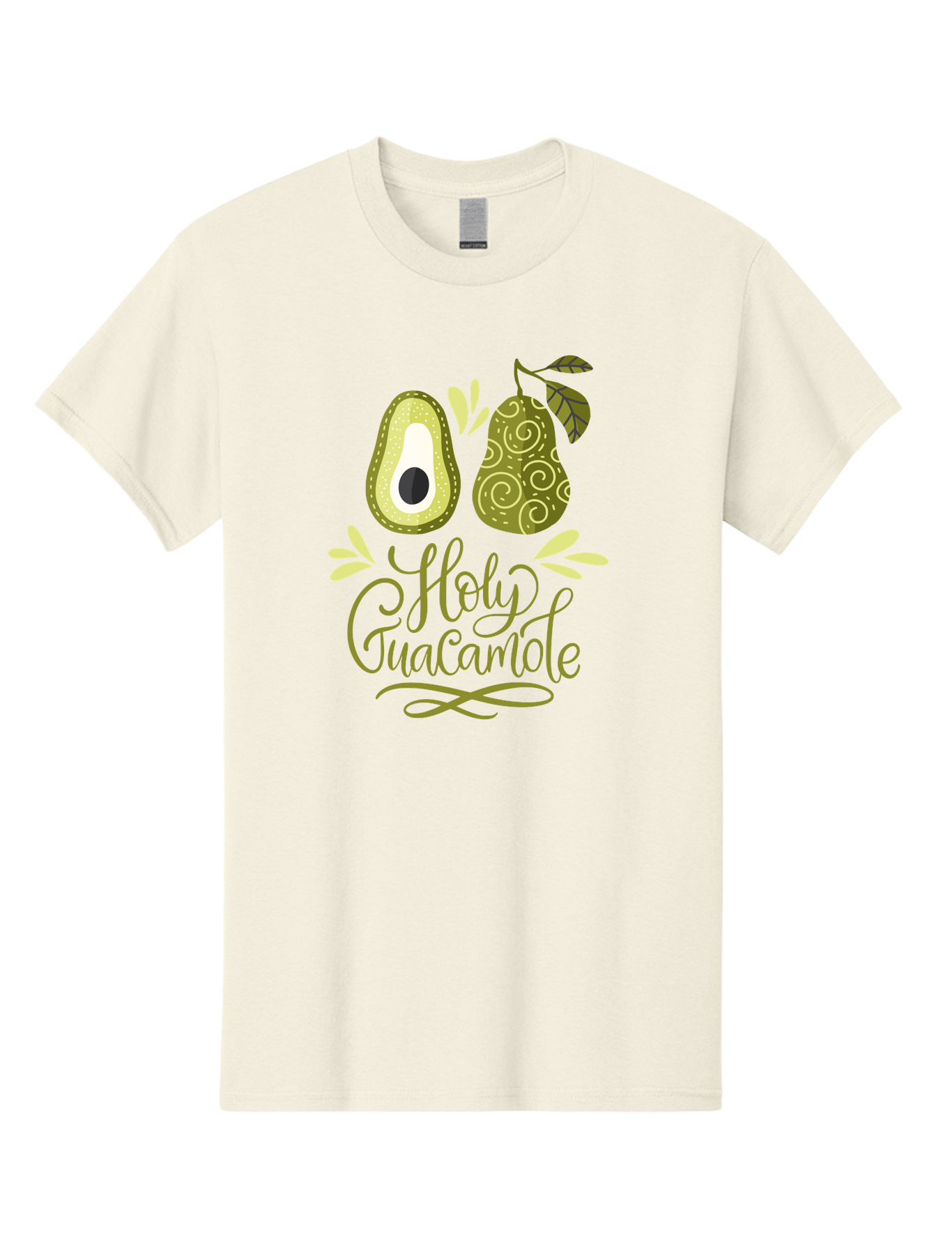Holy-Guacamole Men'S Graphic Tee, 100% Cotton, Comfortable Casual Summer Wear, Machine Washable, Avocado Illustration, Guacamole Recipe, Healthy Eating, Food Art, Creative Typography, Decorative Leaves, Vibrant Colors, Culinary Design - Aaa254