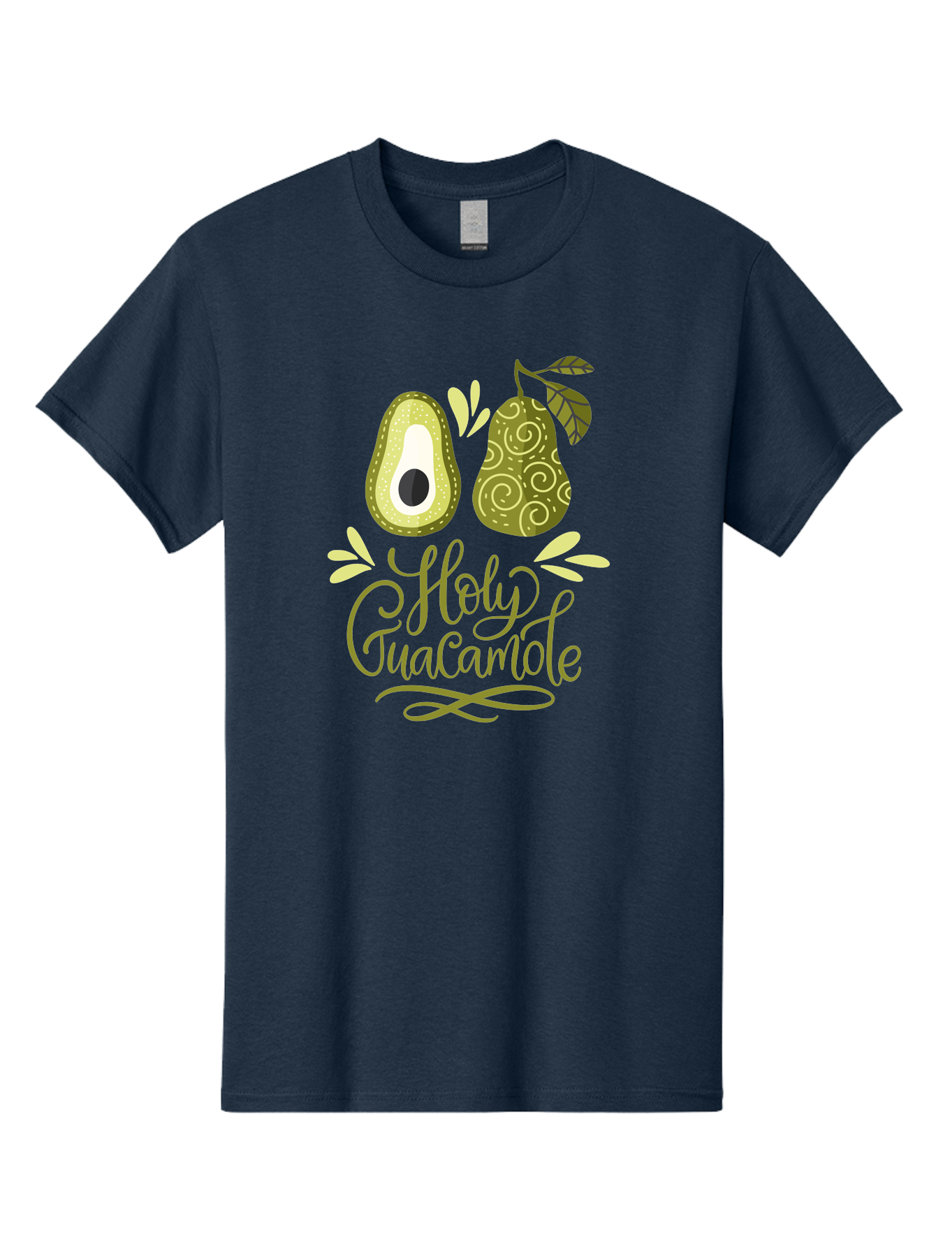 Holy-Guacamole Men'S Graphic Tee, 100% Cotton, Comfortable Casual Summer Wear, Machine Washable, Avocado Illustration, Guacamole Recipe, Healthy Eating, Food Art, Creative Typography, Decorative Leaves, Vibrant Colors, Culinary Design - Aaa254
