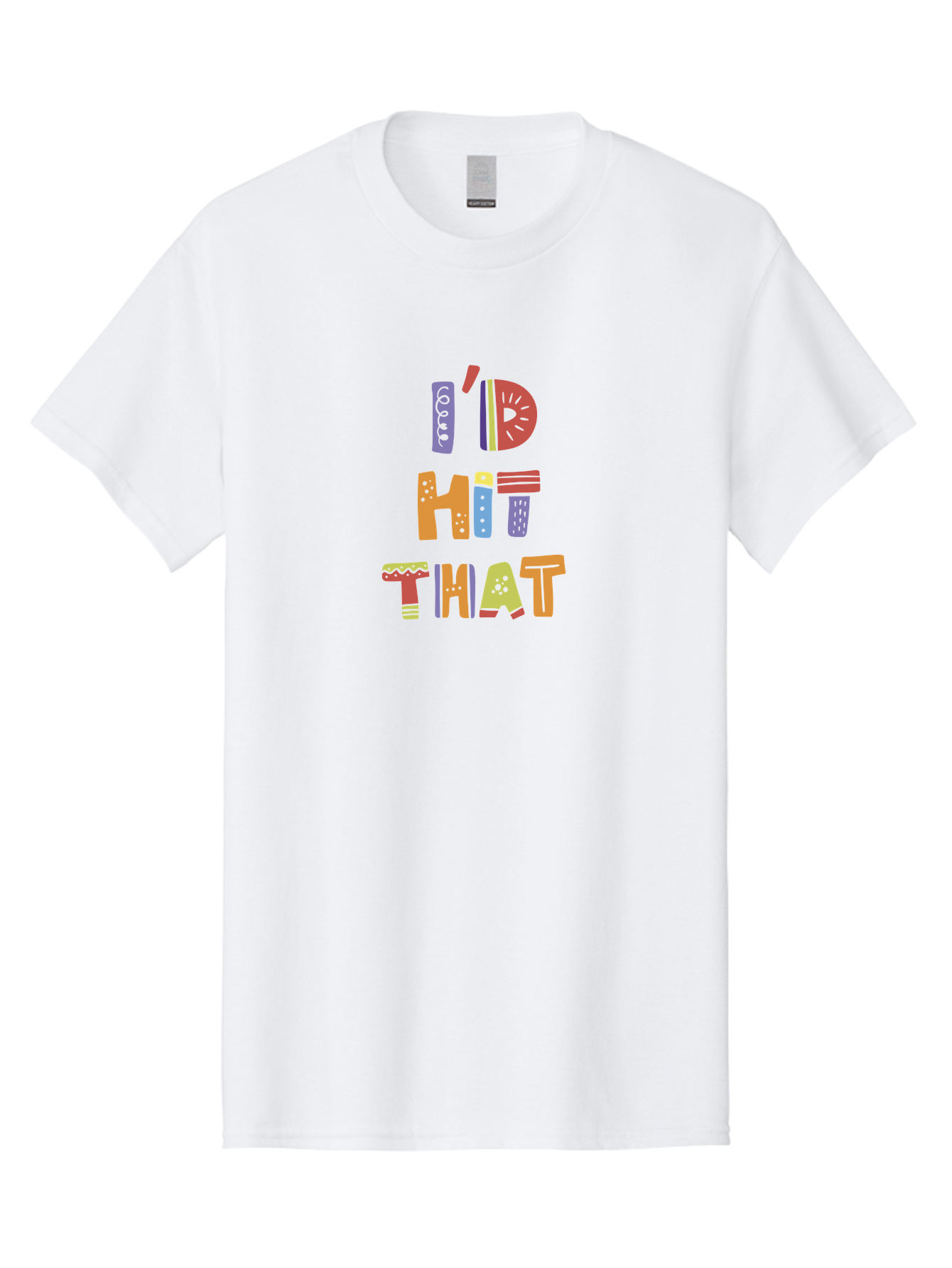 I-D-Hit-That-1 Men'S Graphic Tee, 100% Cotton, Comfortable Casual Summer Wear, Machine Washable, Colorful Lettering, Bold Typography, Funky Font, Playful Vibe, Quirky Humor, Multicolored Text, Eye-Catching Design - Aaa256