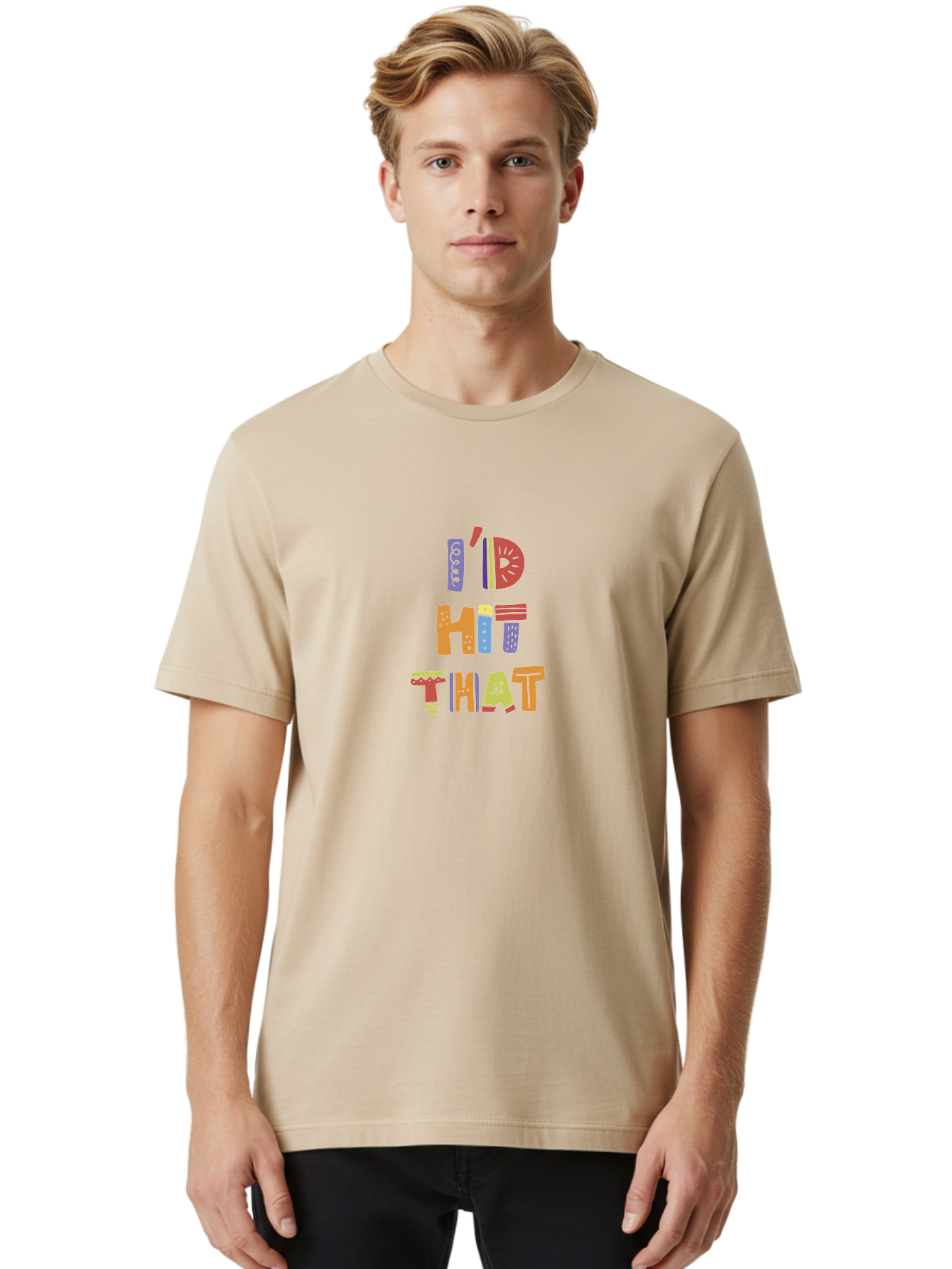 I-D-Hit-That Men'S Graphic Tee, 100% Cotton, Comfortable Casual Summer Wear, Machine Washable, Colorful Typography, Fun Phrases, Quirky Humor, Vibrant Colors, Eye-Catching Design, Playful Text, I'D Hit That - Aaa257