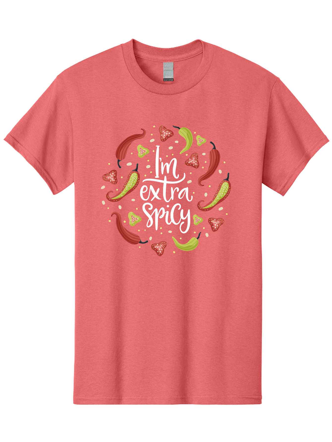 I-M-Extra-Spicy-1 Men'S Graphic Tee, 100% Cotton, Comfortable Casual Summer Wear, Machine Washable, Spicy Food, Hot Peppers, Chili Peppers, Strawberries, Flavorful Cuisine, Bold Flavors, Spicy Personality, Fun Design - Aaa258