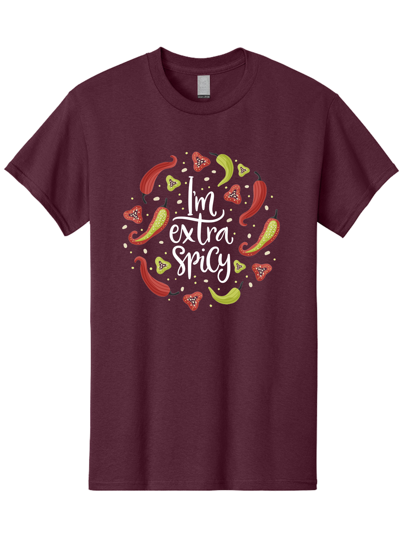 I-M-Extra-Spicy-1 Men'S Graphic Tee, 100% Cotton, Comfortable Casual Summer Wear, Machine Washable, Spicy Food, Hot Peppers, Chili Peppers, Strawberries, Flavorful Cuisine, Bold Flavors, Spicy Personality, Fun Design - Aaa258