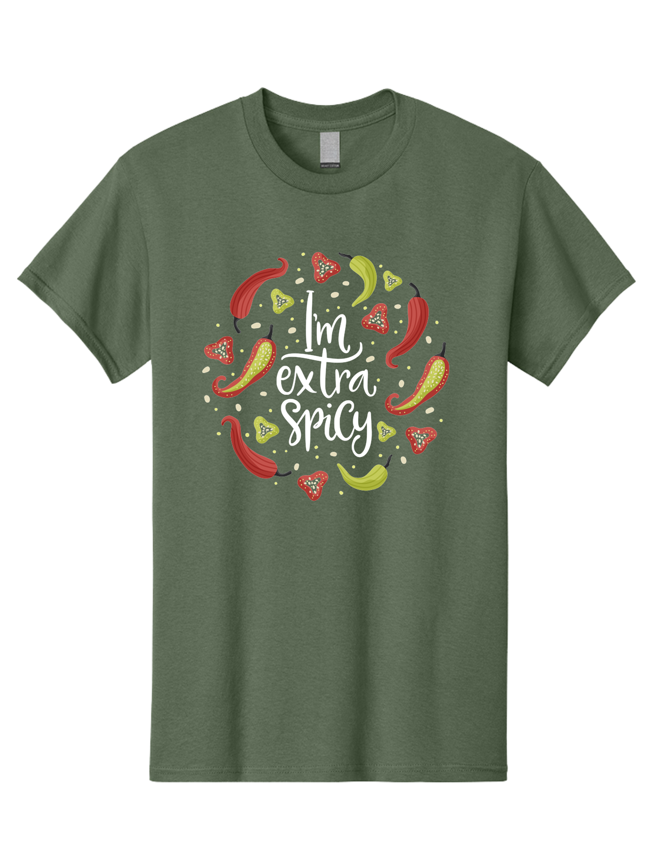 I-M-Extra-Spicy-1 Men'S Graphic Tee, 100% Cotton, Comfortable Casual Summer Wear, Machine Washable, Spicy Food, Hot Peppers, Chili Peppers, Strawberries, Flavorful Cuisine, Bold Flavors, Spicy Personality, Fun Design - Aaa258