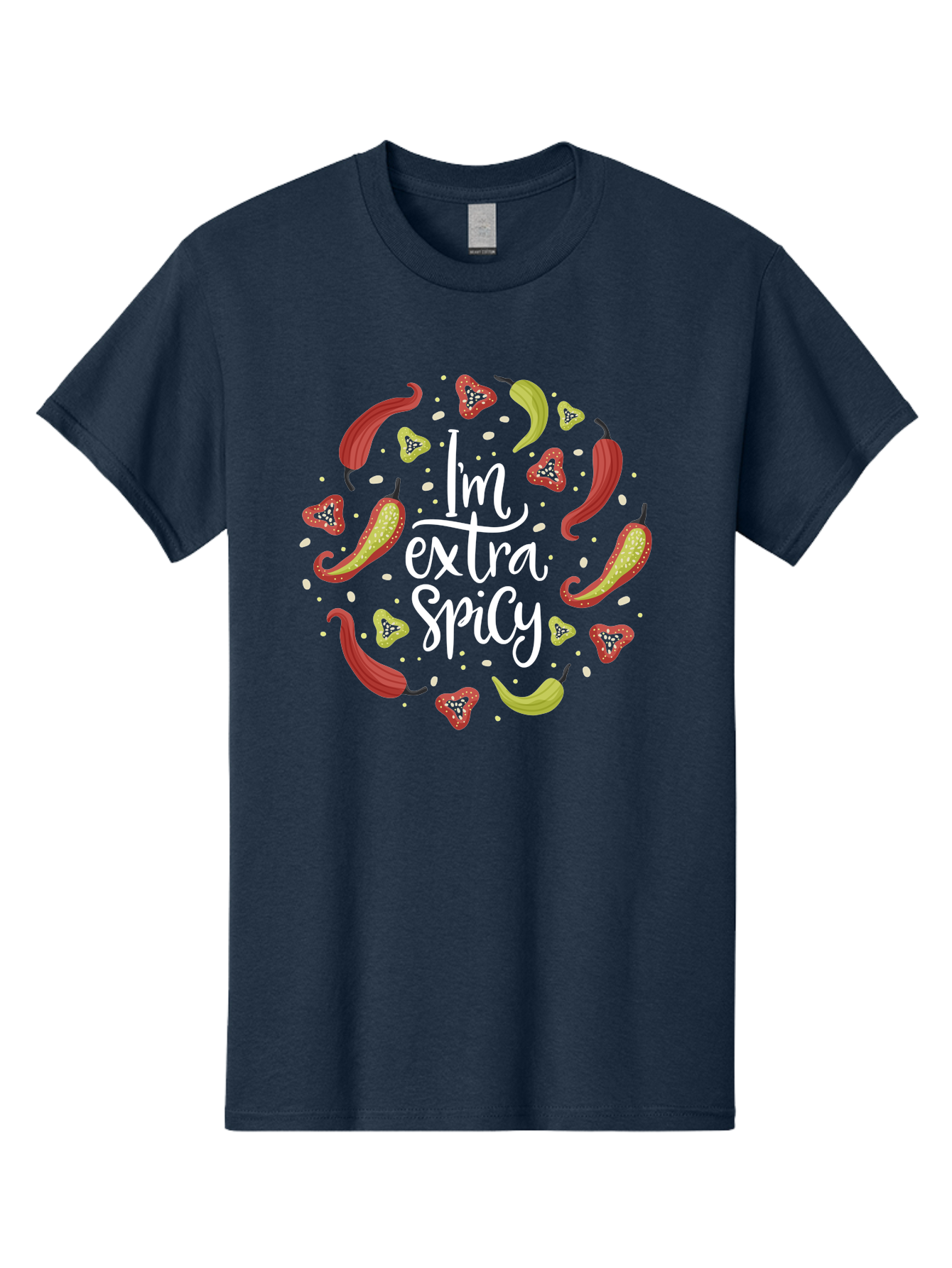 I-M-Extra-Spicy-1 Men'S Graphic Tee, 100% Cotton, Comfortable Casual Summer Wear, Machine Washable, Spicy Food, Hot Peppers, Chili Peppers, Strawberries, Flavorful Cuisine, Bold Flavors, Spicy Personality, Fun Design - Aaa258