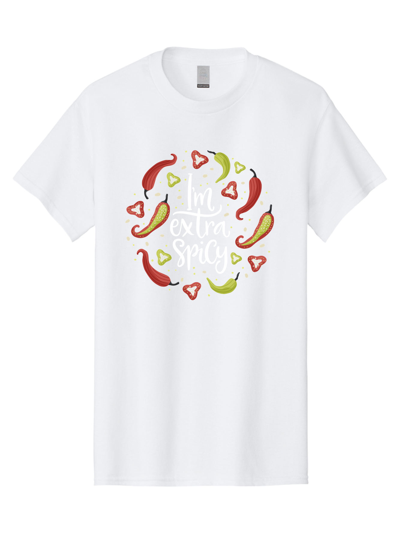 I-M-Extra-Spicy-1 Men'S Graphic Tee, 100% Cotton, Comfortable Casual Summer Wear, Machine Washable, Spicy Food, Hot Peppers, Chili Peppers, Strawberries, Flavorful Cuisine, Bold Flavors, Spicy Personality, Fun Design - Aaa258