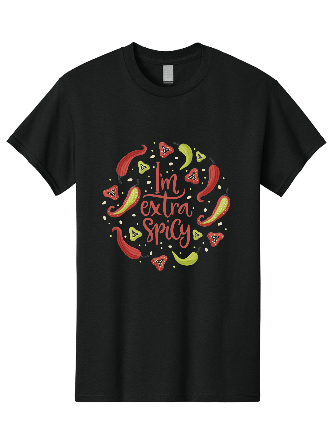 I-M-Extra-Spicy Men'S Graphic Tee, 100% Cotton, Comfortable Casual Summer Wear, Machine Washable, I'M Extra Spicy, Chilli Peppers, Strawberries, Spicy Food, Hot Sauce, Bold Flavors, Vibrant Colors, Playful Design, Quirky Typography, - Aaa261