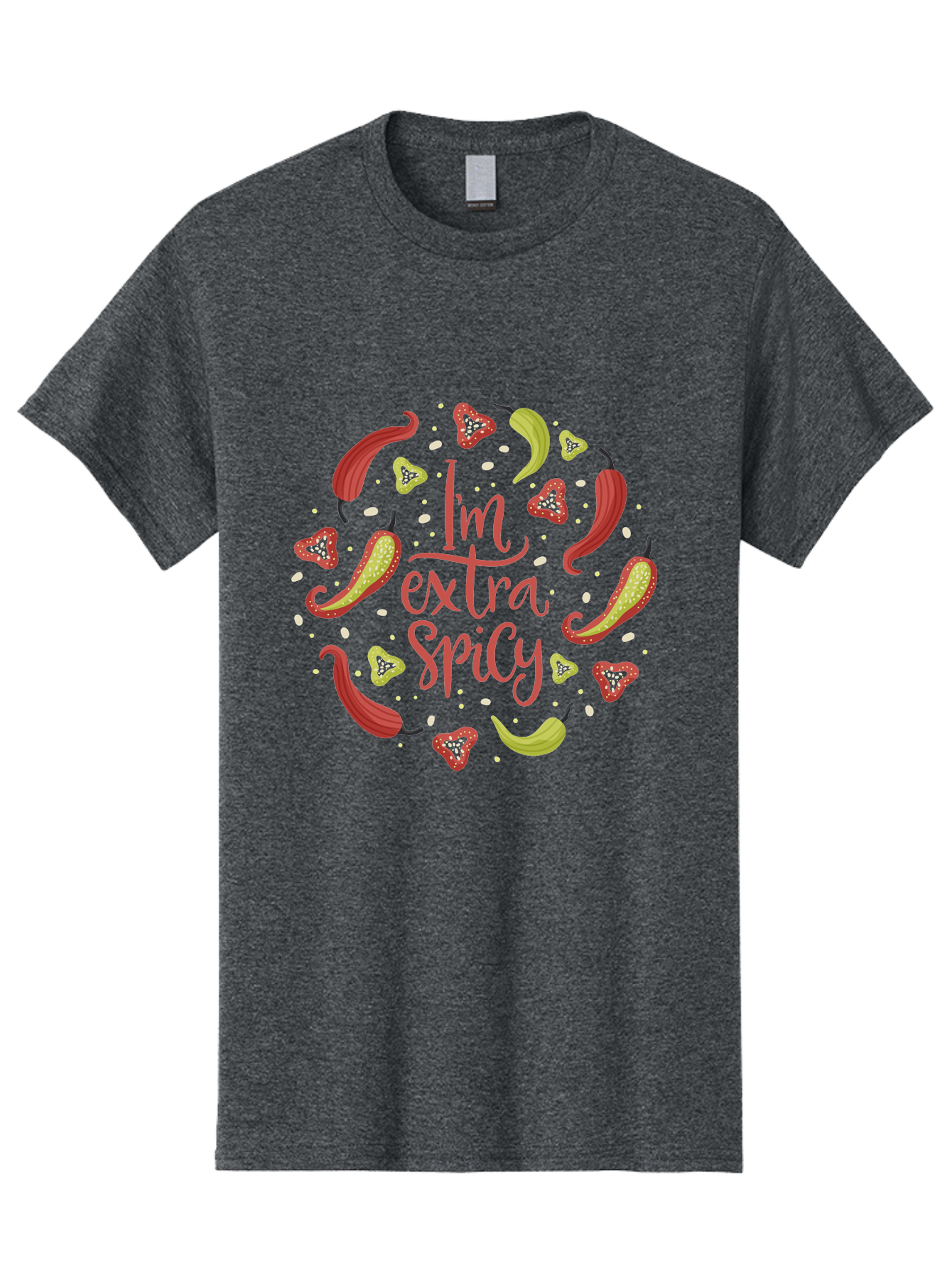 I-M-Extra-Spicy Men'S Graphic Tee, 100% Cotton, Comfortable Casual Summer Wear, Machine Washable, I'M Extra Spicy, Chilli Peppers, Strawberries, Spicy Food, Hot Sauce, Bold Flavors, Vibrant Colors, Playful Design, Quirky Typography, - Aaa261