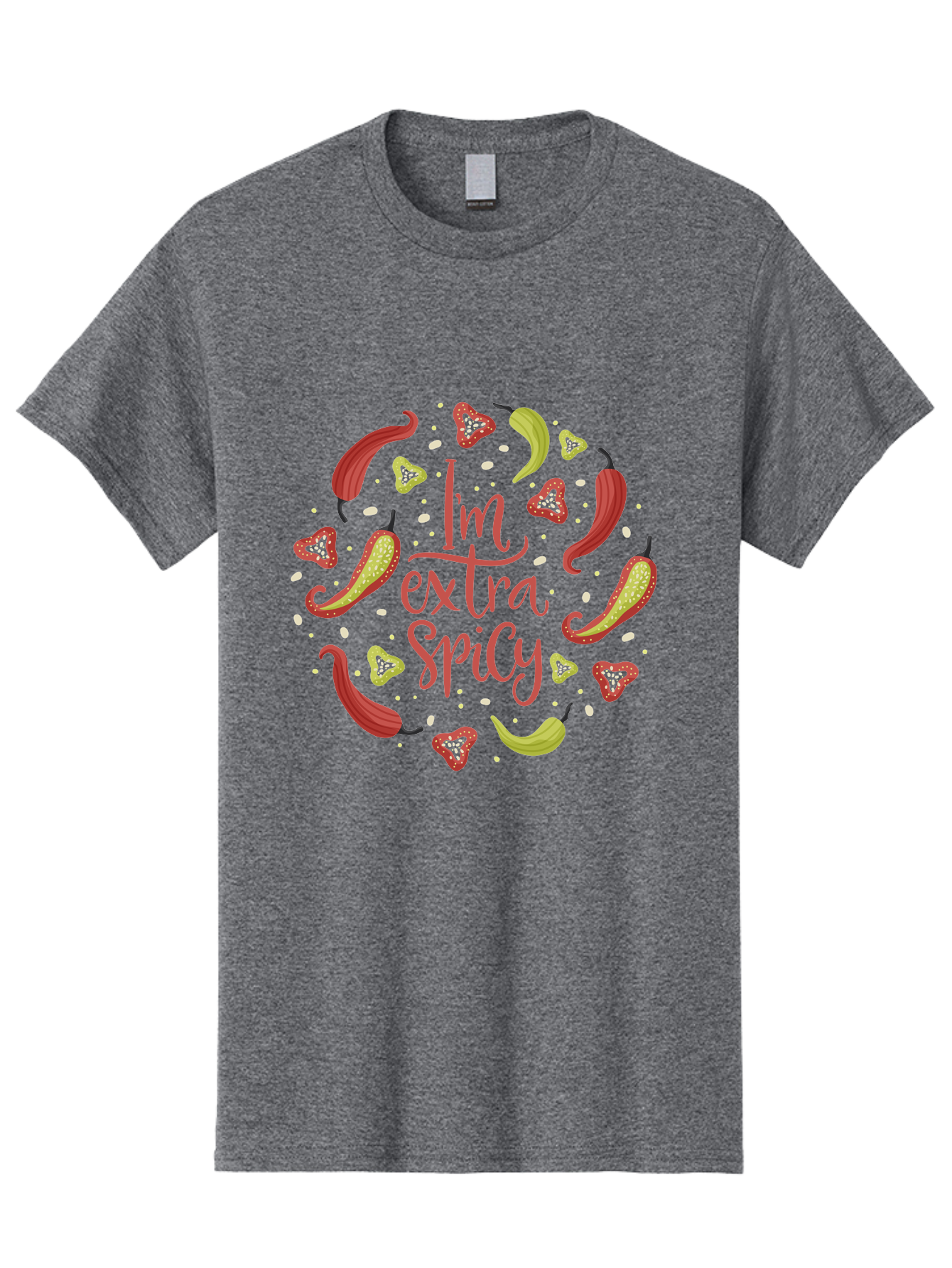 I-M-Extra-Spicy Men'S Graphic Tee, 100% Cotton, Comfortable Casual Summer Wear, Machine Washable, I'M Extra Spicy, Chilli Peppers, Strawberries, Spicy Food, Hot Sauce, Bold Flavors, Vibrant Colors, Playful Design, Quirky Typography, - Aaa261
