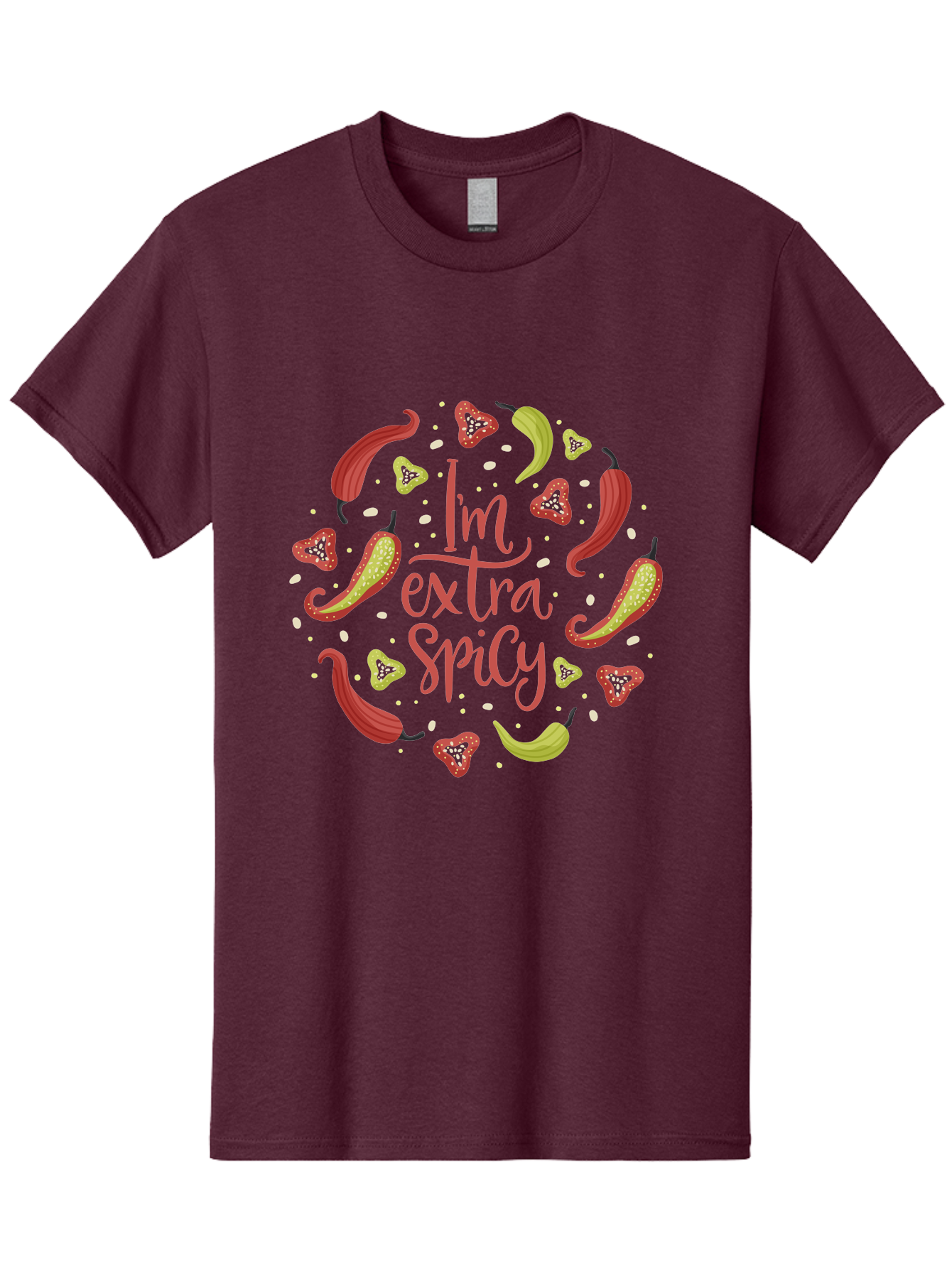 I-M-Extra-Spicy Men'S Graphic Tee, 100% Cotton, Comfortable Casual Summer Wear, Machine Washable, I'M Extra Spicy, Chilli Peppers, Strawberries, Spicy Food, Hot Sauce, Bold Flavors, Vibrant Colors, Playful Design, Quirky Typography, - Aaa261