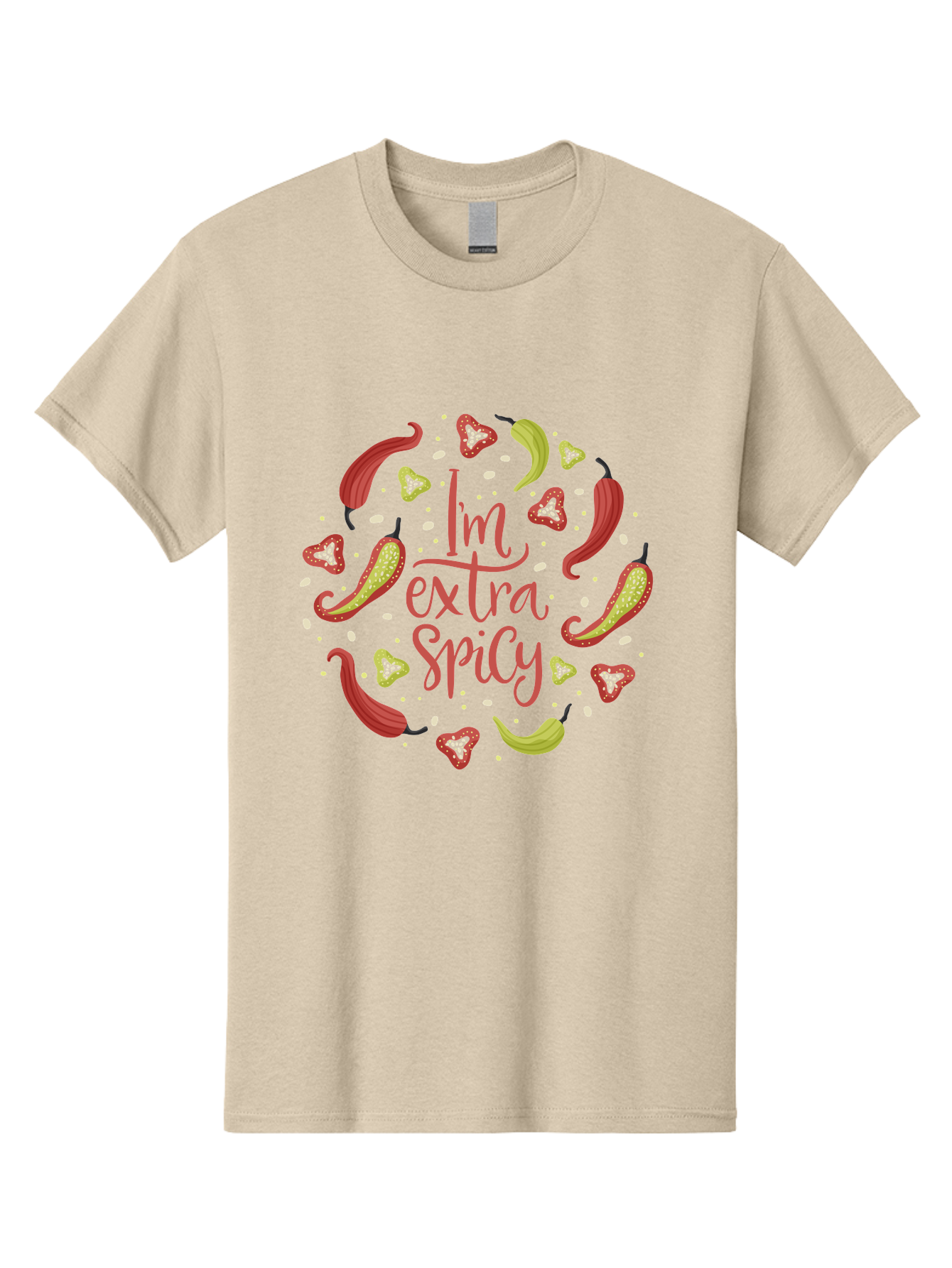 I-M-Extra-Spicy Men'S Graphic Tee, 100% Cotton, Comfortable Casual Summer Wear, Machine Washable, I'M Extra Spicy, Chilli Peppers, Strawberries, Spicy Food, Hot Sauce, Bold Flavors, Vibrant Colors, Playful Design, Quirky Typography, - Aaa261