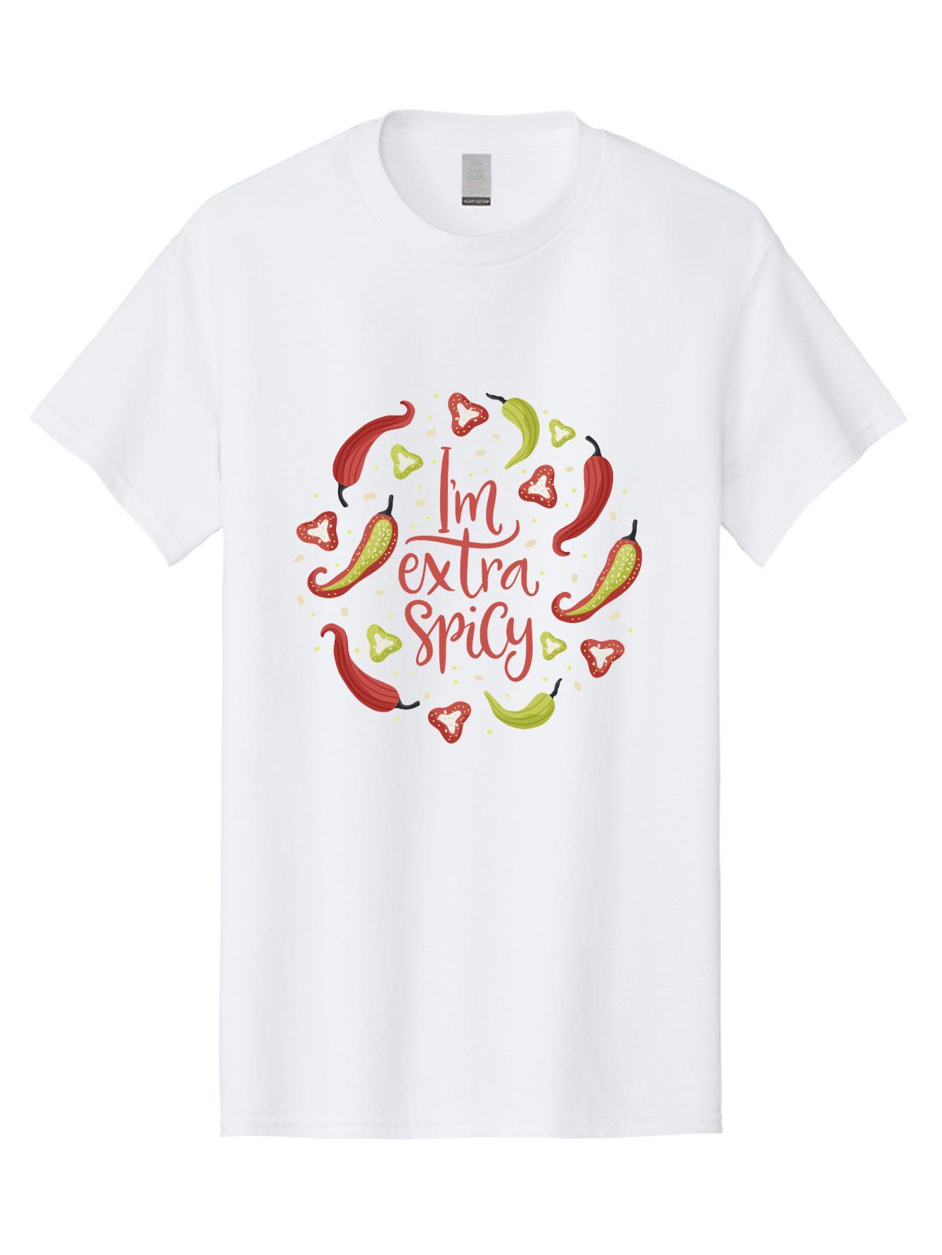 I-M-Extra-Spicy Men'S Graphic Tee, 100% Cotton, Comfortable Casual Summer Wear, Machine Washable, I'M Extra Spicy, Chilli Peppers, Strawberries, Spicy Food, Hot Sauce, Bold Flavors, Vibrant Colors, Playful Design, Quirky Typography, - Aaa261