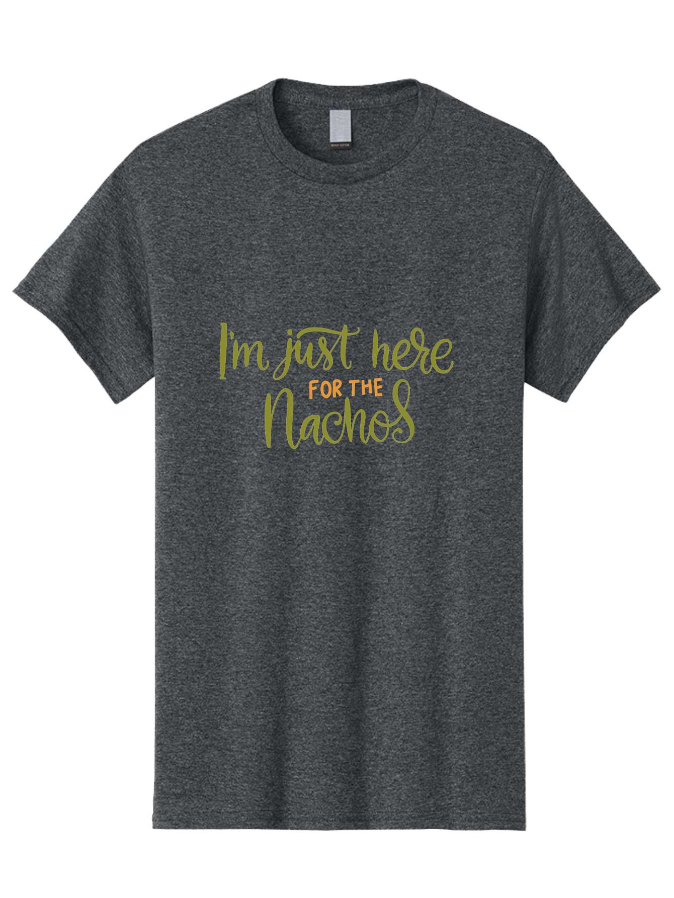 I-M-Just-Here-For-The-Nachos-3 Men'S Graphic Tee, 100% Cotton, Comfortable Casual Summer Wear, Machine Washable, Funny Quote, Humorous Saying, Nachos Love, Foodie Humor, Casual Phrase, Playful Text, Snack Time - Aaa264