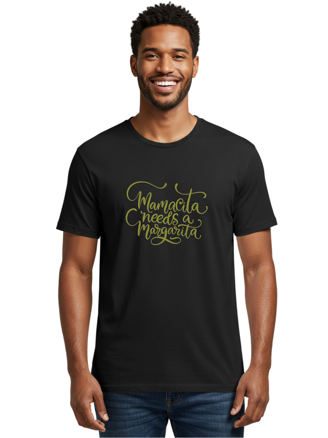 Mamacita-Needs-A-Margarita-3 Men'S Graphic Tee, 100% Cotton, Comfortable Casual Summer Wear, Machine Washable, Humorous Quote, Funny Phrase, Margarita Cocktail, Mamaquita, Red Text, Decorative Font, Elegant Script, Festive Vibes, - Aaa275