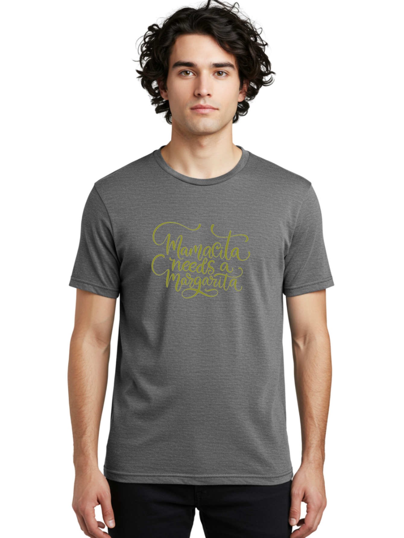 Mamacita-Needs-A-Margarita-3 Men'S Graphic Tee, 100% Cotton, Comfortable Casual Summer Wear, Machine Washable, Humorous Quote, Funny Phrase, Margarita Cocktail, Mamaquita, Red Text, Decorative Font, Elegant Script, Festive Vibes, - Aaa275