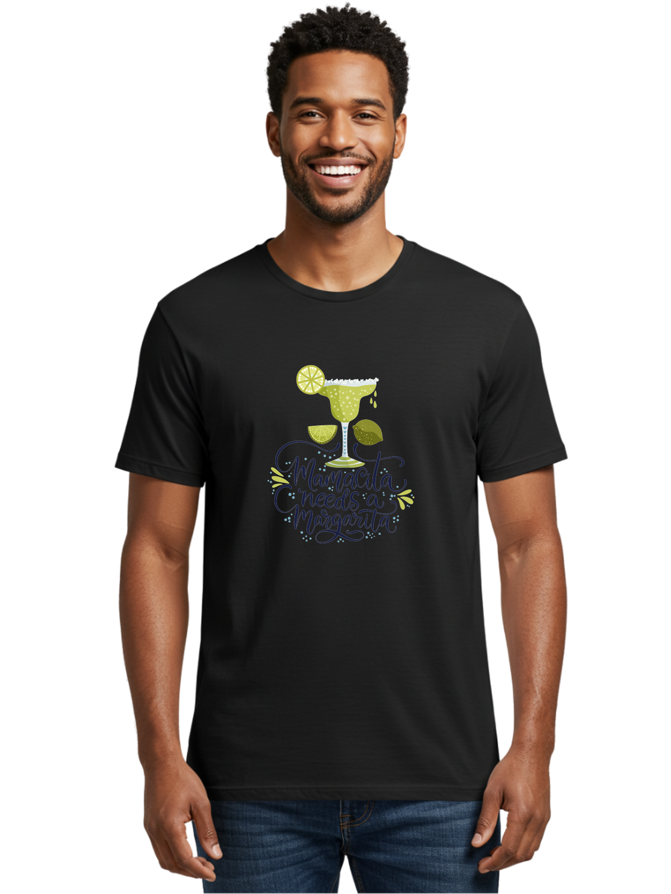Mamacita-Needs-A-Margarita Men'S Graphic Tee, 100% Cotton, Comfortable Casual Summer Wear, Machine Washable, Margarita Cocktail, Salt Rim, Citrus Slices, Festive Drinks, Party Vibes, Summer Fun, Happy Hour, Cocktail Hour, Margarita Love, - Aaa276