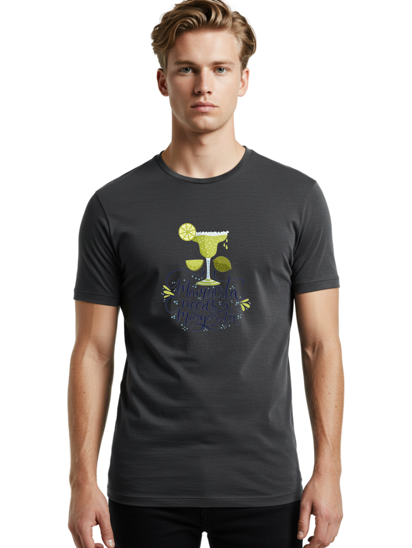Mamacita-Needs-A-Margarita Men'S Graphic Tee, 100% Cotton, Comfortable Casual Summer Wear, Machine Washable, Margarita Cocktail, Salt Rim, Citrus Slices, Festive Drinks, Party Vibes, Summer Fun, Happy Hour, Cocktail Hour, Margarita Love, - Aaa276