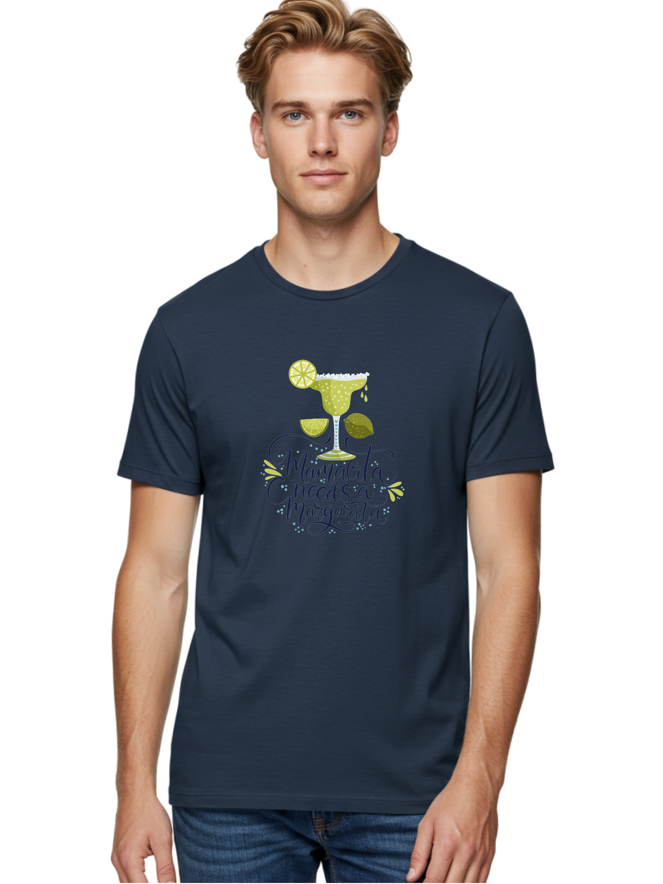 Mamacita-Needs-A-Margarita Men'S Graphic Tee, 100% Cotton, Comfortable Casual Summer Wear, Machine Washable, Margarita Cocktail, Salt Rim, Citrus Slices, Festive Drinks, Party Vibes, Summer Fun, Happy Hour, Cocktail Hour, Margarita Love, - Aaa276