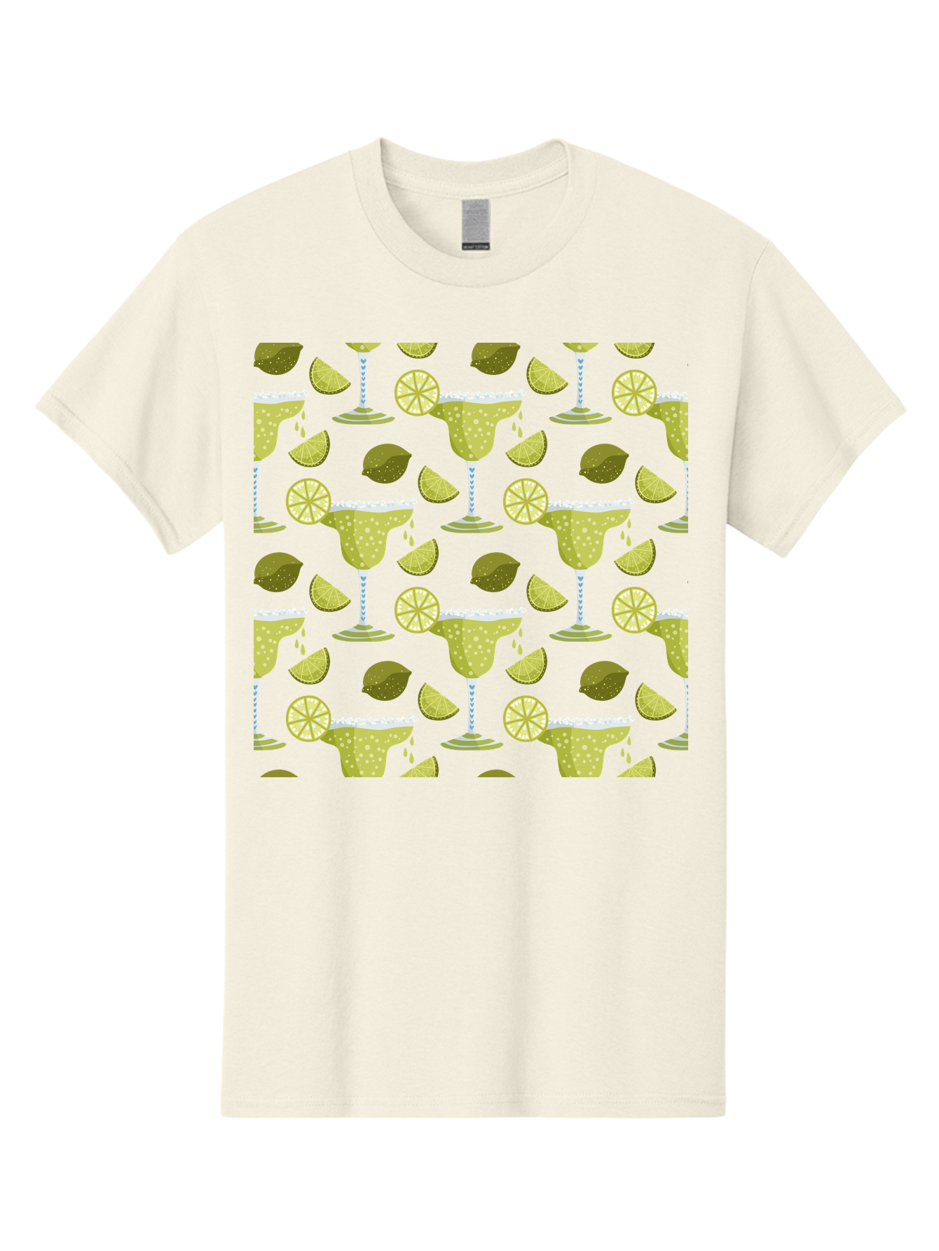 Margarita-Glasses-Lime-Wedges Men'S Graphic Tee, 100% Cotton, Comfortable Casual Summer Wear, Machine Washable, Margarita Glasses, Cocktail Glasses, Yellow Polka Dots, Salt Rims, Lime Wedges, Citrus Slices, Festive Patterns, - Aaa277