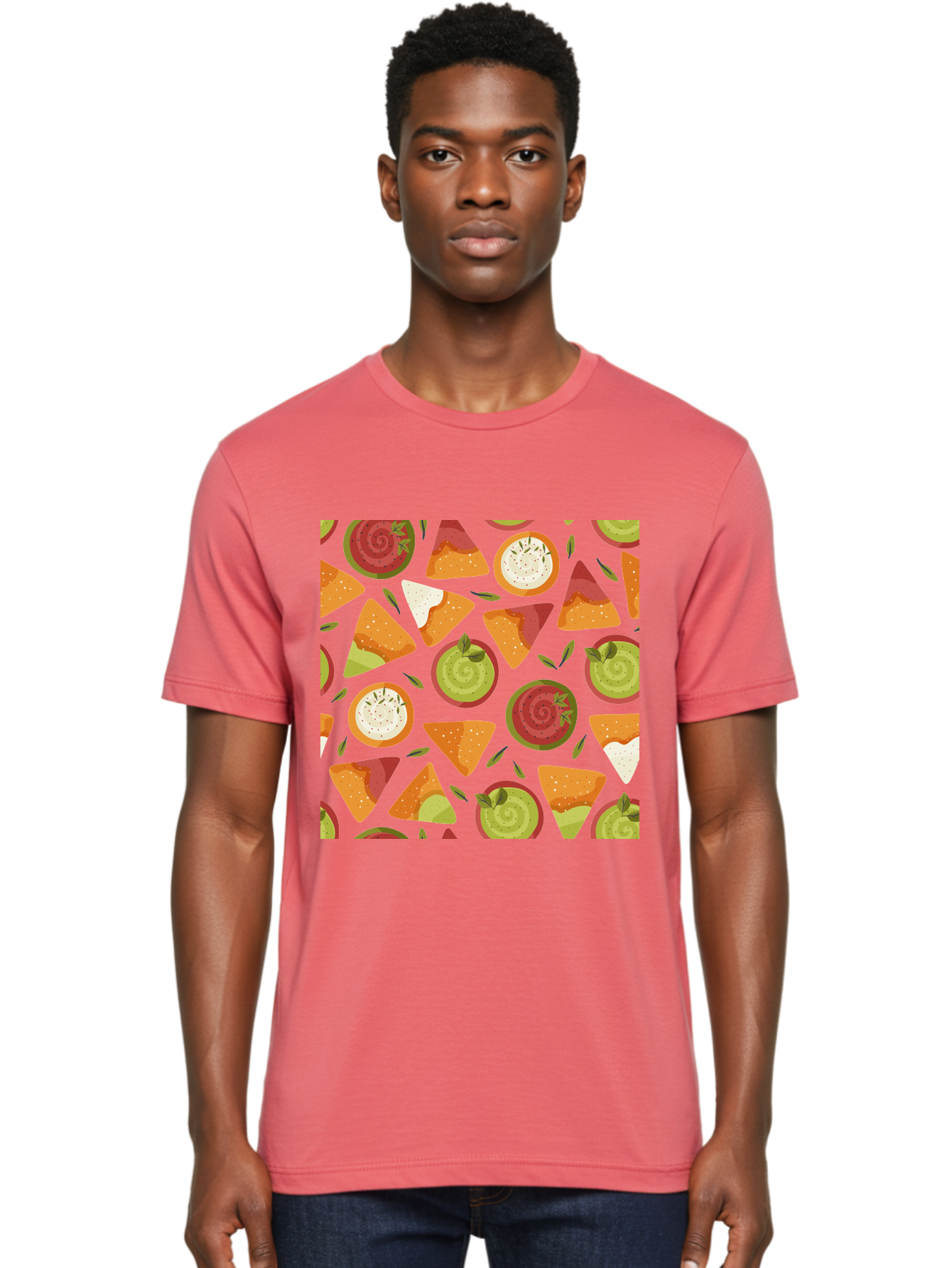 Pizza-Slices-Pattern Men'S Graphic Tee, 100% Cotton, Comfortable Casual Summer Wear, Machine Washable, Pizza Slices, Various Toppings, Pepperoni, Vegetables, Cheese, Food Pattern, Seamless Design, Cartoon Style - Aaa290