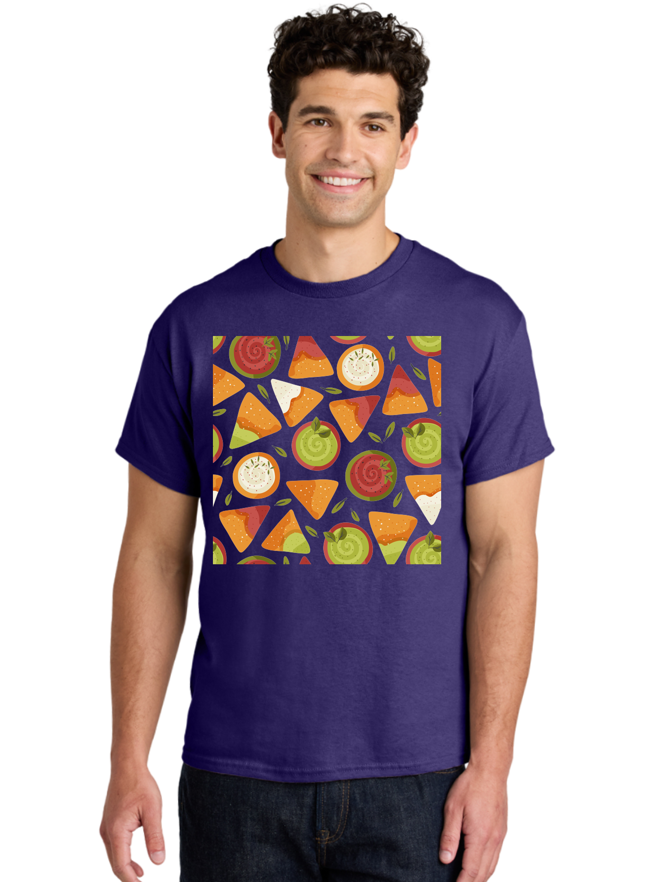 Pizza-Slices-Pattern Men'S Graphic Tee, 100% Cotton, Comfortable Casual Summer Wear, Machine Washable, Pizza Slices, Various Toppings, Pepperoni, Vegetables, Cheese, Food Pattern, Seamless Design, Cartoon Style - Aaa290