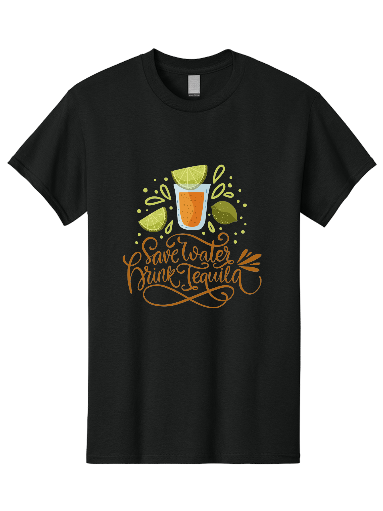 Save-Water-Drink-Tequila-1 Men'S Graphic Tee, 100% Cotton, Comfortable Casual Summer Wear, Machine Washable, Tequila Cocktail, Lime Wedges, Agave Plant, Party Theme, Happy Hour, Cocktail Hour, Tequila Lovers, Fun Typography, Festive Design, - Aaa291