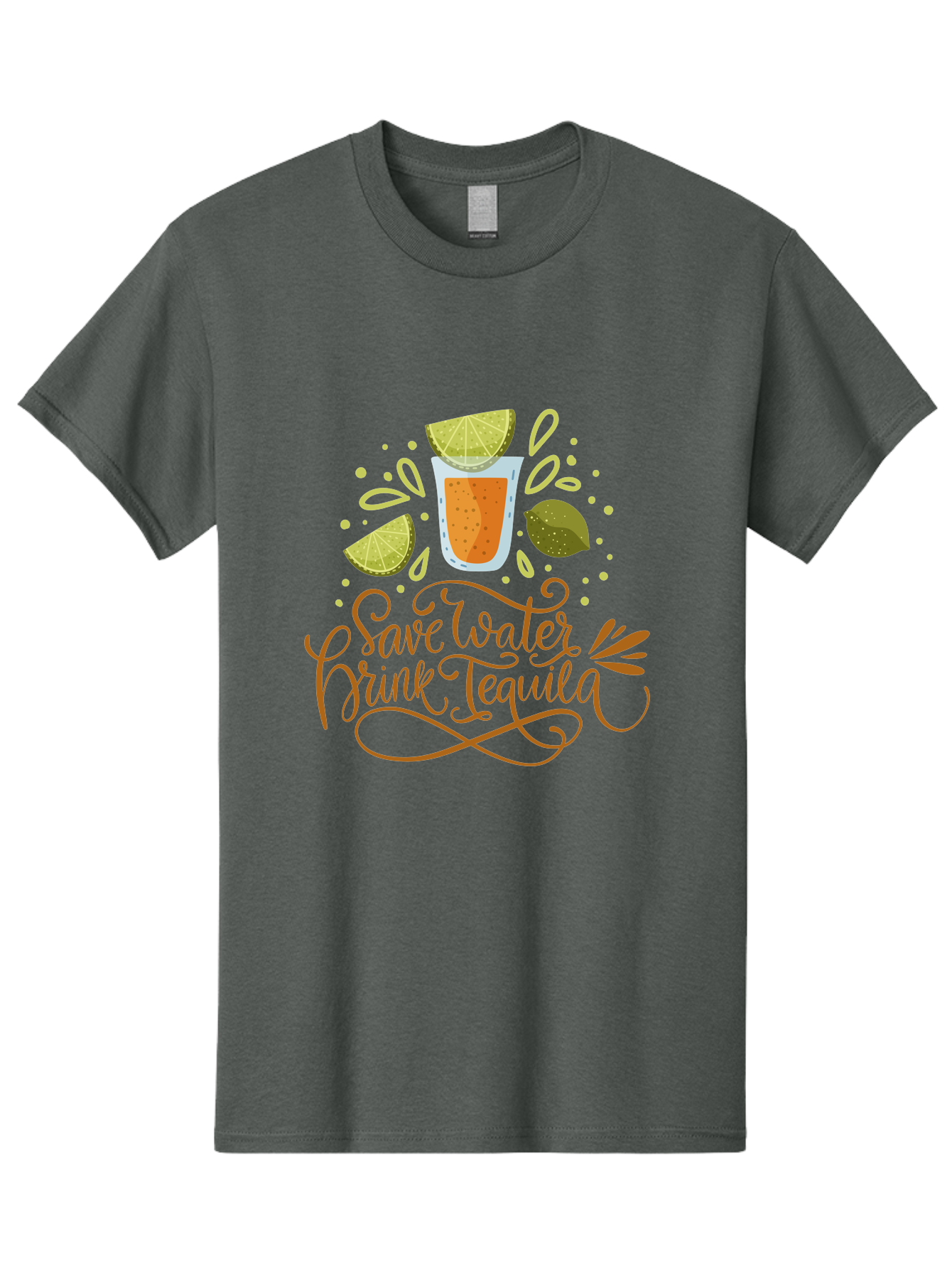 Save-Water-Drink-Tequila-1 Men'S Graphic Tee, 100% Cotton, Comfortable Casual Summer Wear, Machine Washable, Tequila Cocktail, Lime Wedges, Agave Plant, Party Theme, Happy Hour, Cocktail Hour, Tequila Lovers, Fun Typography, Festive Design, - Aaa291