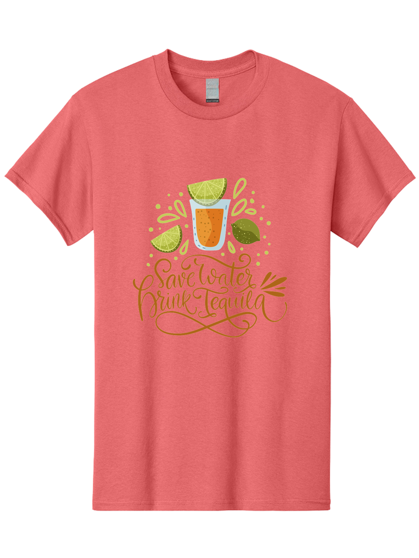 Save-Water-Drink-Tequila-1 Men'S Graphic Tee, 100% Cotton, Comfortable Casual Summer Wear, Machine Washable, Tequila Cocktail, Lime Wedges, Agave Plant, Party Theme, Happy Hour, Cocktail Hour, Tequila Lovers, Fun Typography, Festive Design, - Aaa291