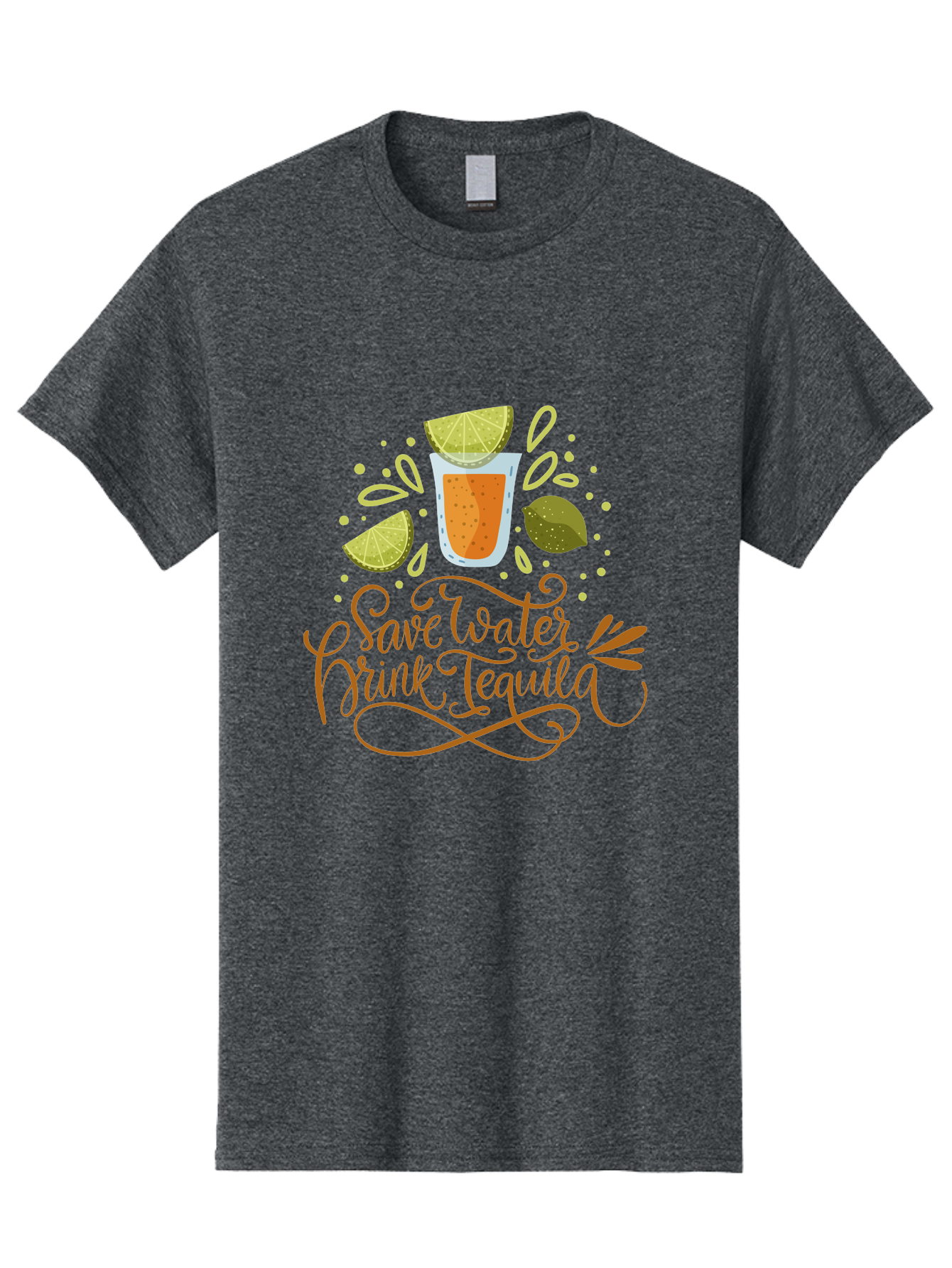 Save-Water-Drink-Tequila-1 Men'S Graphic Tee, 100% Cotton, Comfortable Casual Summer Wear, Machine Washable, Tequila Cocktail, Lime Wedges, Agave Plant, Party Theme, Happy Hour, Cocktail Hour, Tequila Lovers, Fun Typography, Festive Design, - Aaa291