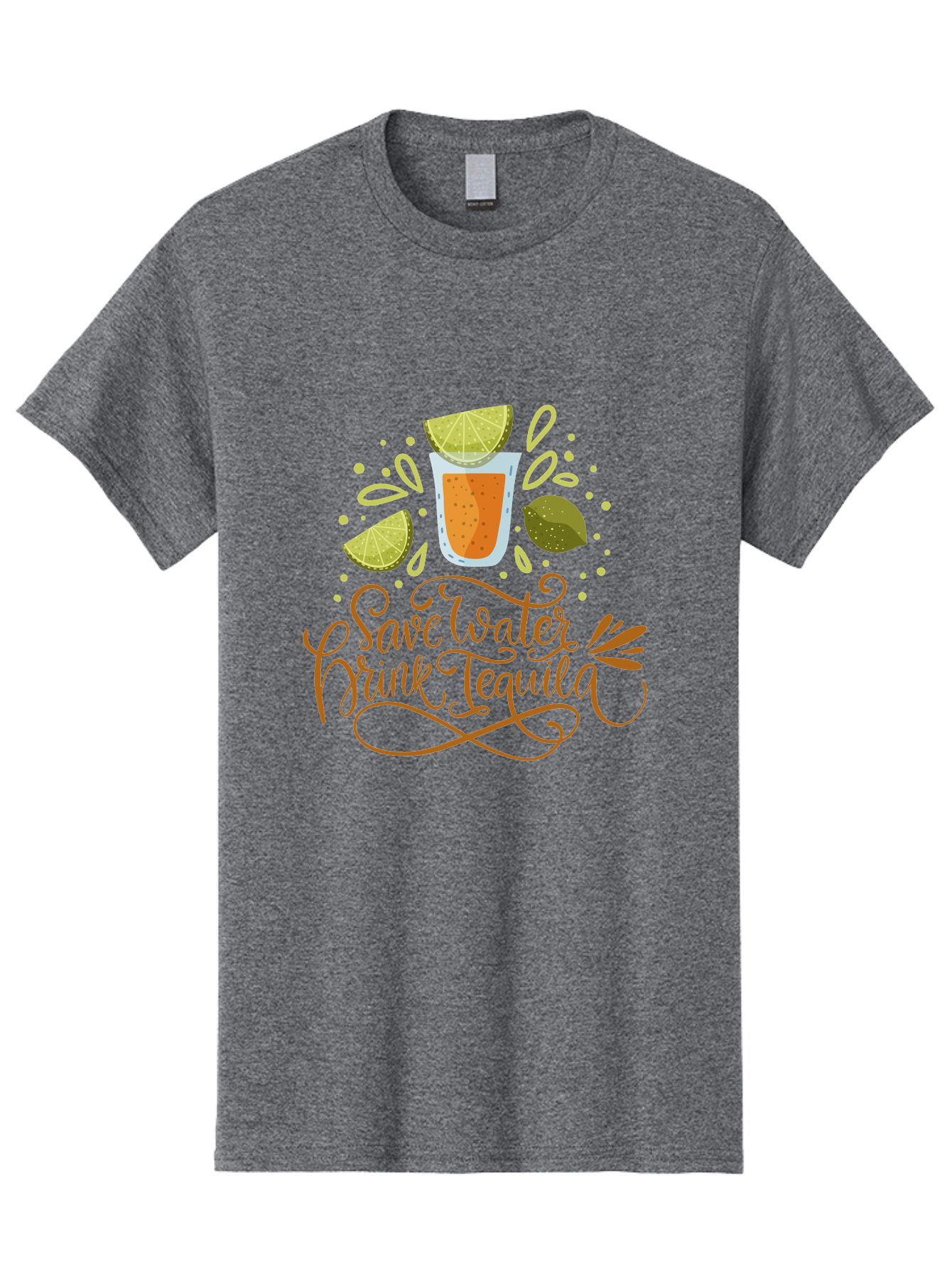 Save-Water-Drink-Tequila-1 Men'S Graphic Tee, 100% Cotton, Comfortable Casual Summer Wear, Machine Washable, Tequila Cocktail, Lime Wedges, Agave Plant, Party Theme, Happy Hour, Cocktail Hour, Tequila Lovers, Fun Typography, Festive Design, - Aaa291