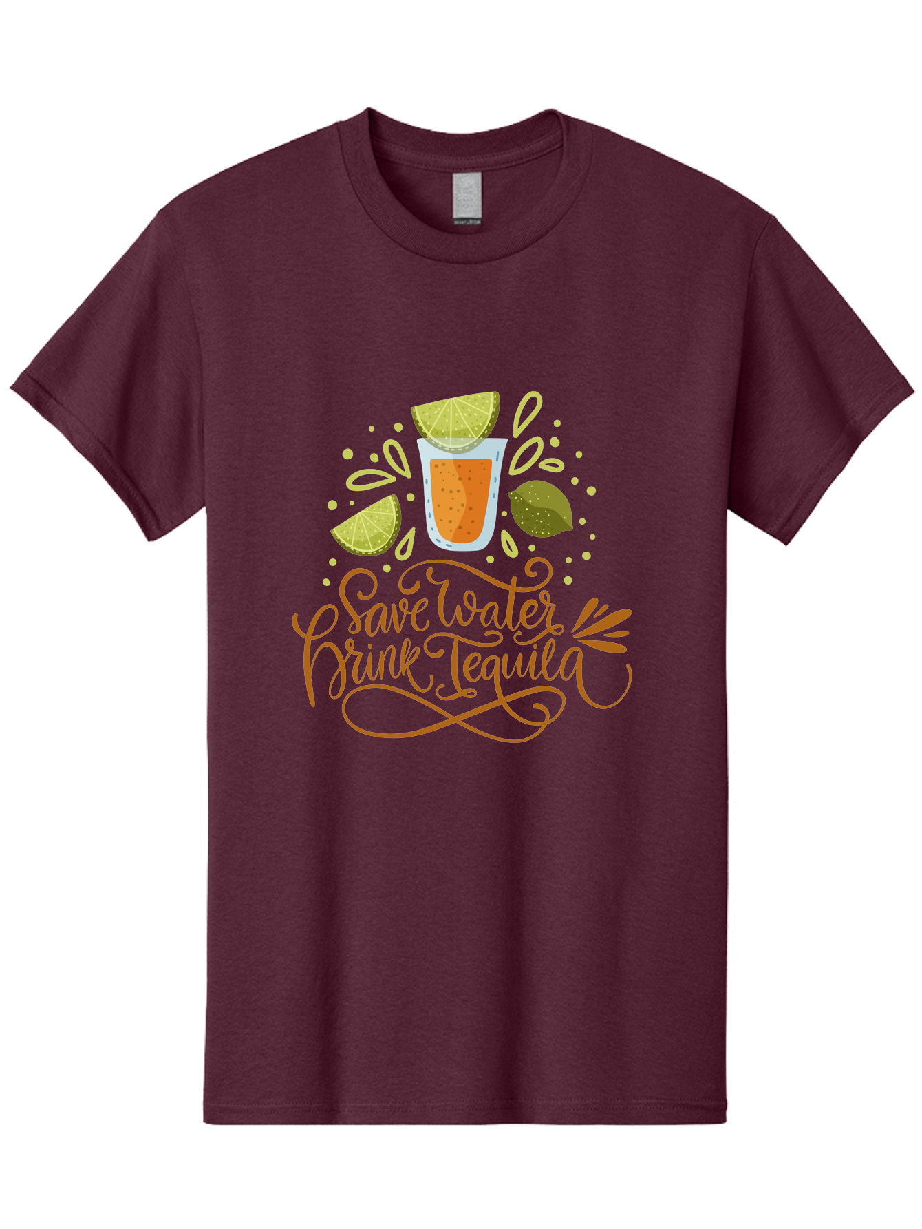 Save-Water-Drink-Tequila-1 Men'S Graphic Tee, 100% Cotton, Comfortable Casual Summer Wear, Machine Washable, Tequila Cocktail, Lime Wedges, Agave Plant, Party Theme, Happy Hour, Cocktail Hour, Tequila Lovers, Fun Typography, Festive Design, - Aaa291