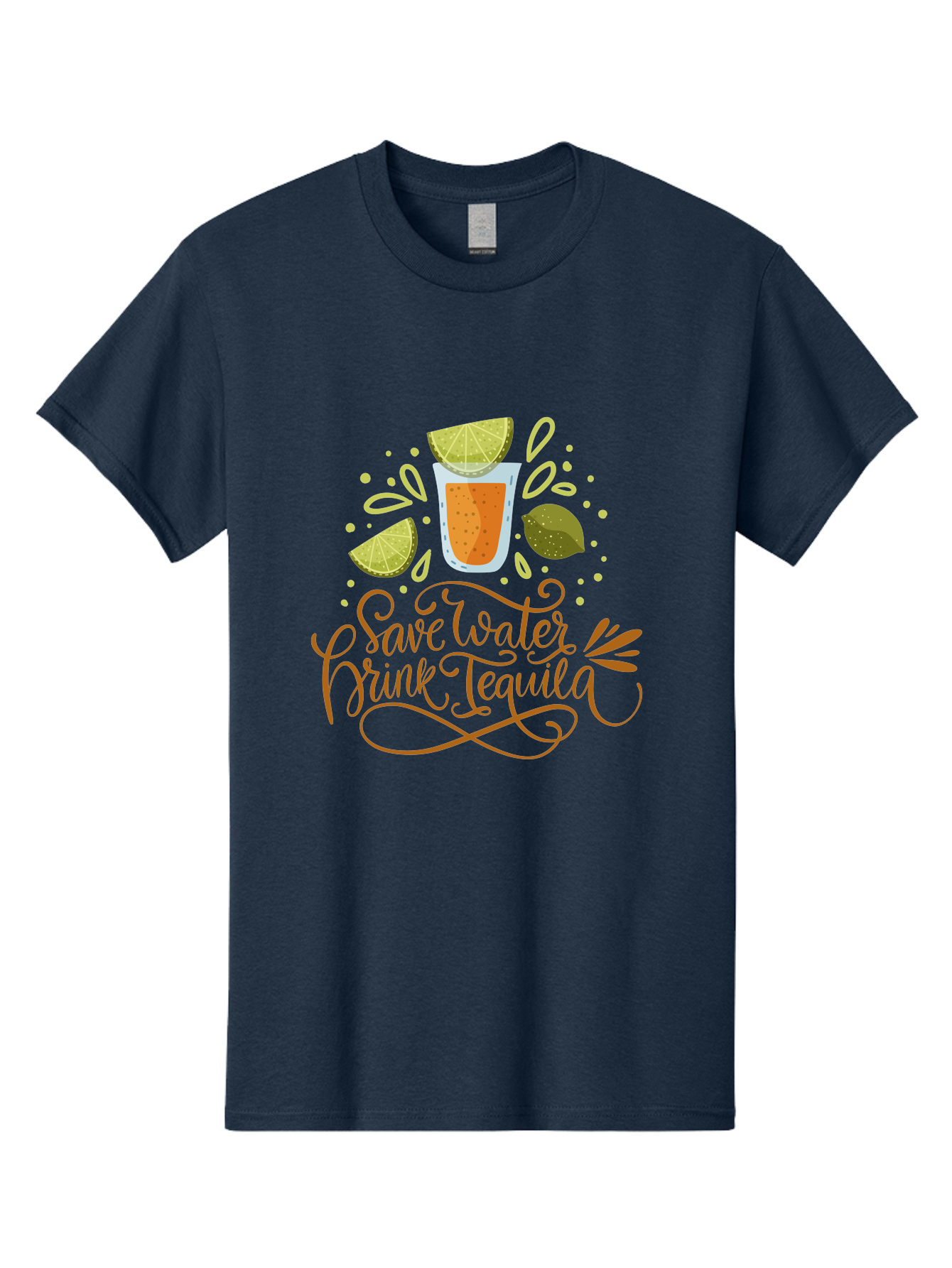 Save-Water-Drink-Tequila-1 Men'S Graphic Tee, 100% Cotton, Comfortable Casual Summer Wear, Machine Washable, Tequila Cocktail, Lime Wedges, Agave Plant, Party Theme, Happy Hour, Cocktail Hour, Tequila Lovers, Fun Typography, Festive Design, - Aaa291