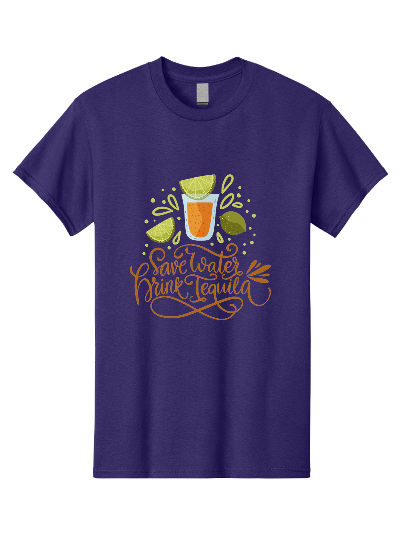Save-Water-Drink-Tequila-1 Men'S Graphic Tee, 100% Cotton, Comfortable Casual Summer Wear, Machine Washable, Tequila Cocktail, Lime Wedges, Agave Plant, Party Theme, Happy Hour, Cocktail Hour, Tequila Lovers, Fun Typography, Festive Design, - Aaa291