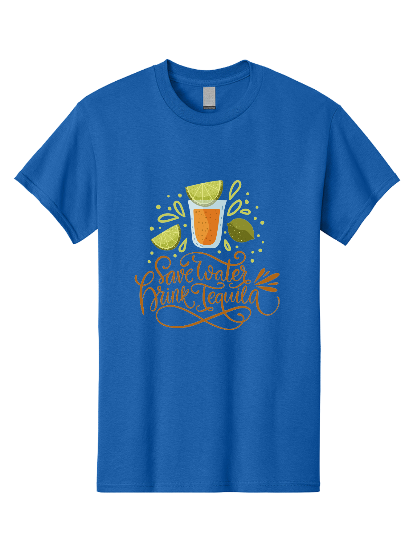 Save-Water-Drink-Tequila-1 Men'S Graphic Tee, 100% Cotton, Comfortable Casual Summer Wear, Machine Washable, Tequila Cocktail, Lime Wedges, Agave Plant, Party Theme, Happy Hour, Cocktail Hour, Tequila Lovers, Fun Typography, Festive Design, - Aaa291
