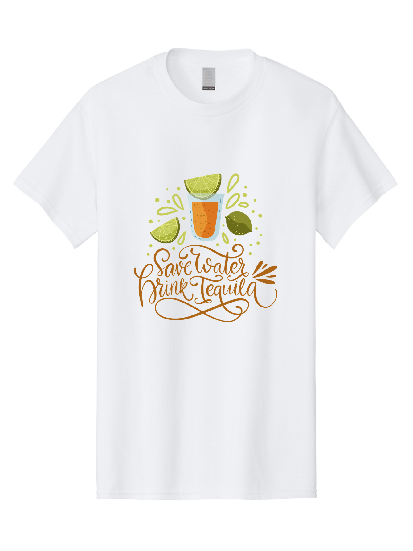 Save-Water-Drink-Tequila-1 Men'S Graphic Tee, 100% Cotton, Comfortable Casual Summer Wear, Machine Washable, Tequila Cocktail, Lime Wedges, Agave Plant, Party Theme, Happy Hour, Cocktail Hour, Tequila Lovers, Fun Typography, Festive Design, - Aaa291