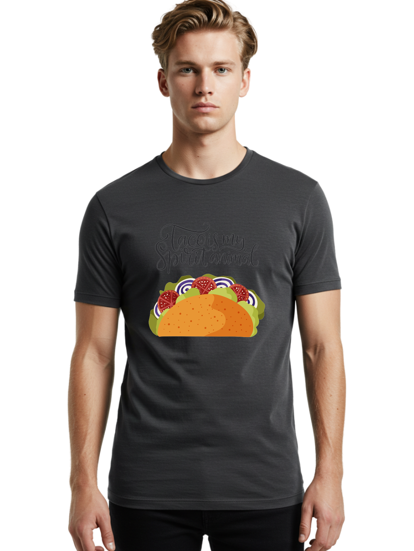 Taco-Is-My-Spirit-Animal-1 Men'S Graphic Tee, 100% Cotton, Comfortable Casual Summer Wear, Machine Washable, Taco Love, Mexican Cuisine, Foodie Humor, Taco Graphics, Spirit Animal Humor, Funny Quotes, Vibrant Graphics, Taco Culture, - Aaa300