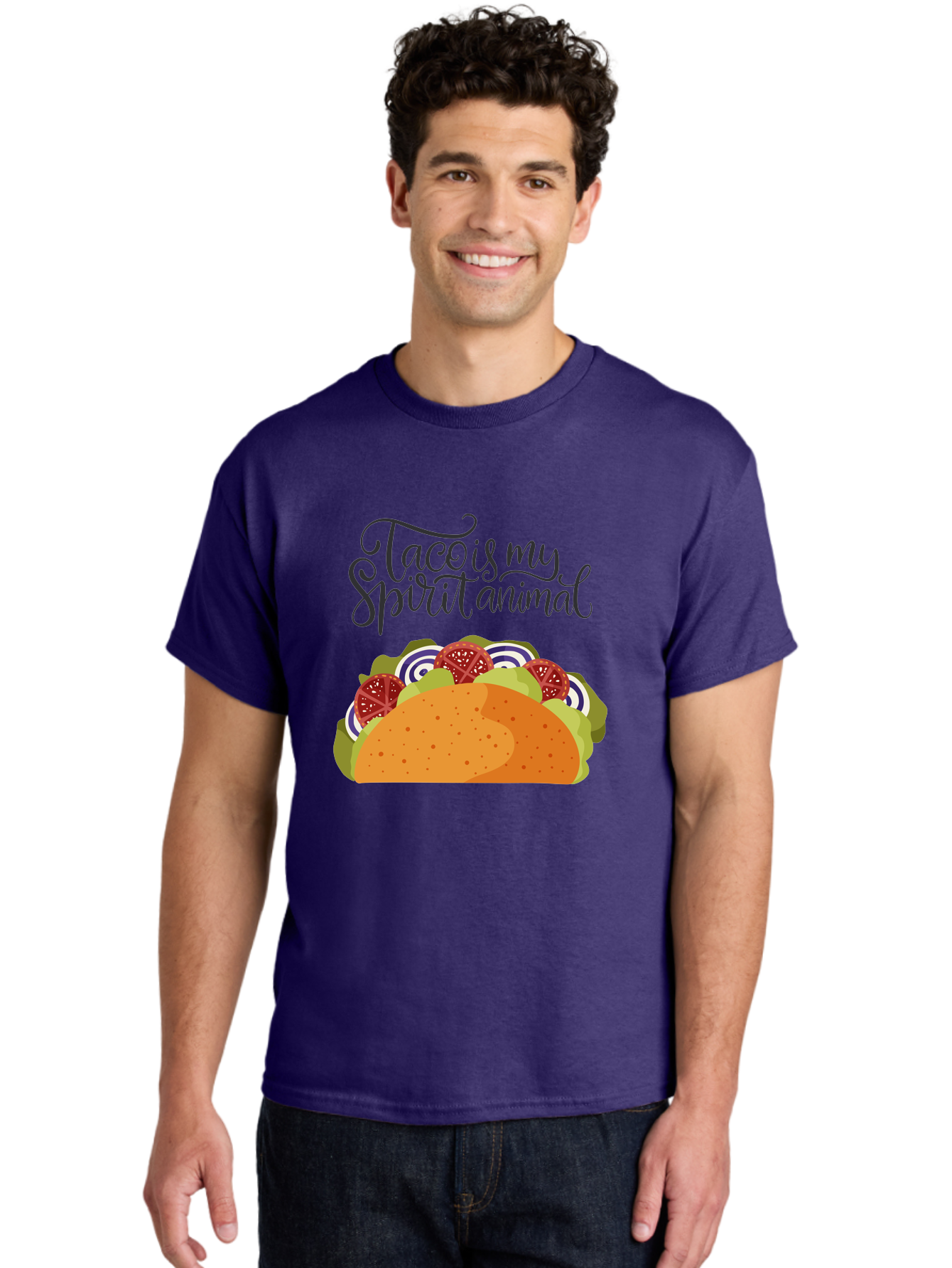 Taco-Is-My-Spirit-Animal-1 Men'S Graphic Tee, 100% Cotton, Comfortable Casual Summer Wear, Machine Washable, Taco Love, Mexican Cuisine, Foodie Humor, Taco Graphics, Spirit Animal Humor, Funny Quotes, Vibrant Graphics, Taco Culture, - Aaa300