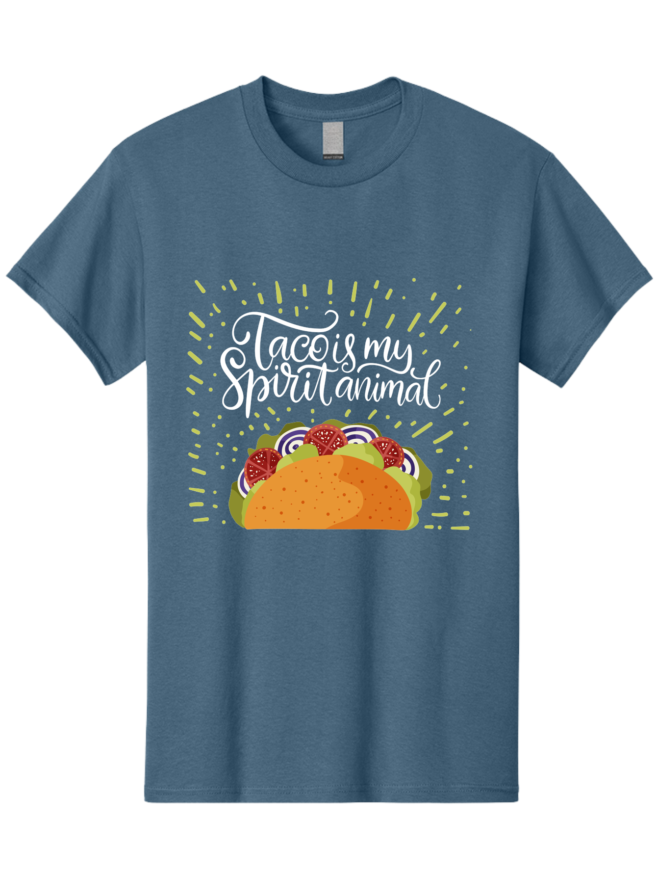 Taco-Is-My-Spirit-Animal Men'S Graphic Tee, 100% Cotton, Comfortable Casual Summer Wear, Machine Washable, Taco, Spirit Animal, Mexican Food, Delicious Taco, Foodie Culture, Taco Love, Vibrant Graphics, Playful Design, Tasty Meal, - Aaa302