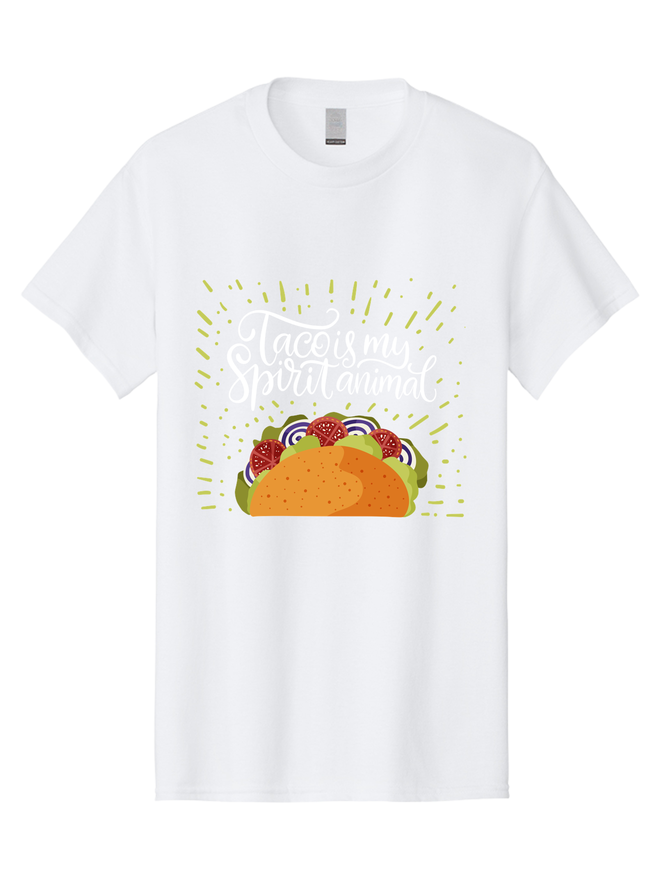 Taco-Is-My-Spirit-Animal Men'S Graphic Tee, 100% Cotton, Comfortable Casual Summer Wear, Machine Washable, Taco, Spirit Animal, Mexican Food, Delicious Taco, Foodie Culture, Taco Love, Vibrant Graphics, Playful Design, Tasty Meal, - Aaa302