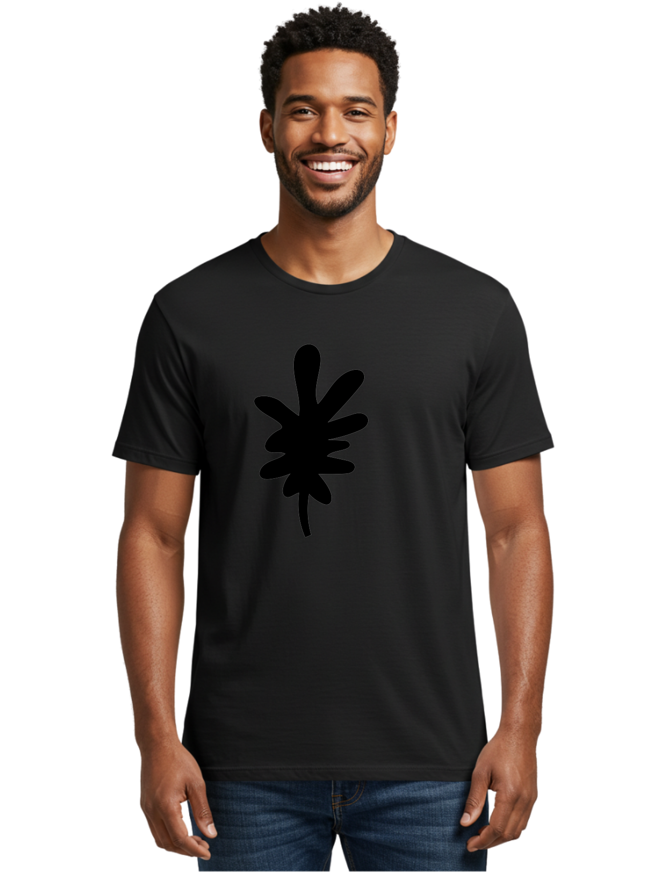 Men'S Graphic Tee, 100% Cotton, Comfortable Casual Summer Wear, Machine Washable, Black Asterisk Symbol, Abstract Shape, Modern Design, Asterisk Icon, Minimalist Graphics, Simple Shapes - Aaa350