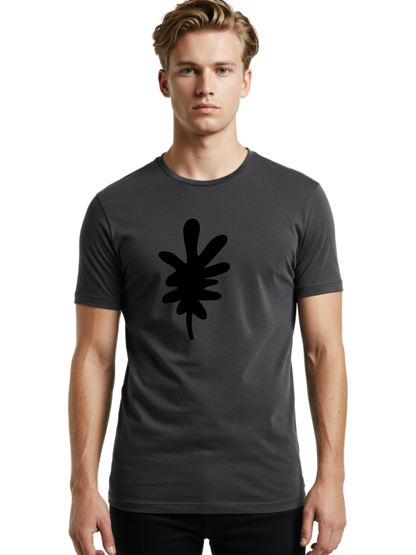 Men'S Graphic Tee, 100% Cotton, Comfortable Casual Summer Wear, Machine Washable, Black Asterisk Symbol, Abstract Shape, Modern Design, Asterisk Icon, Minimalist Graphics, Simple Shapes - Aaa350