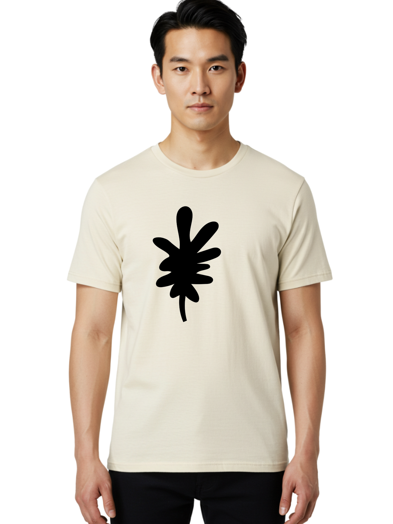 Men'S Graphic Tee, 100% Cotton, Comfortable Casual Summer Wear, Machine Washable, Black Asterisk Symbol, Abstract Shape, Modern Design, Asterisk Icon, Minimalist Graphics, Simple Shapes - Aaa350