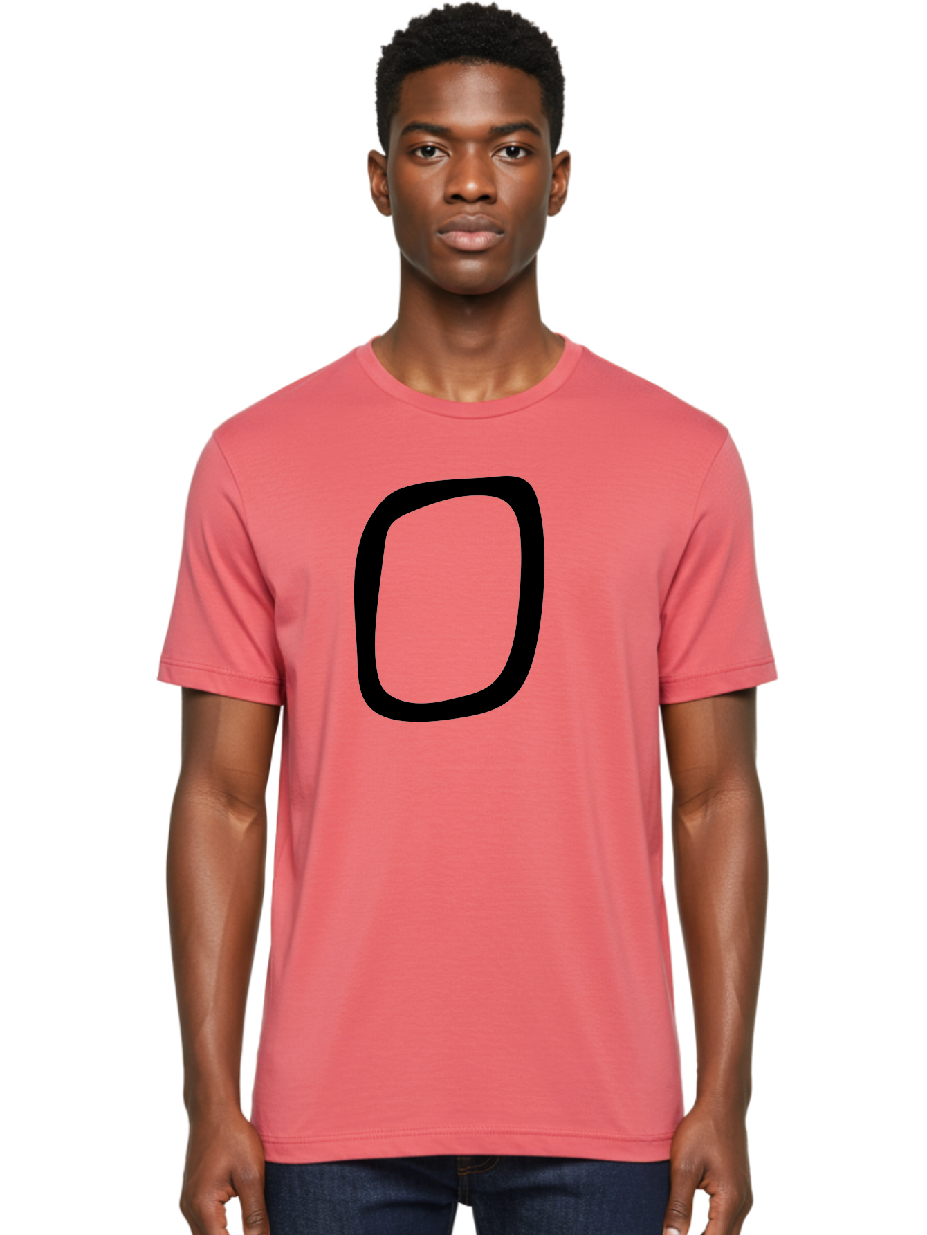 0 Men'S Graphic Tee, 100% Cotton, Comfortable Casual Summer Wear, Machine Washable, Handwritten Zero, Black Outline, Simple Design, Minimalist Style, Numeral, Number Zero, Digit - Aaa351
