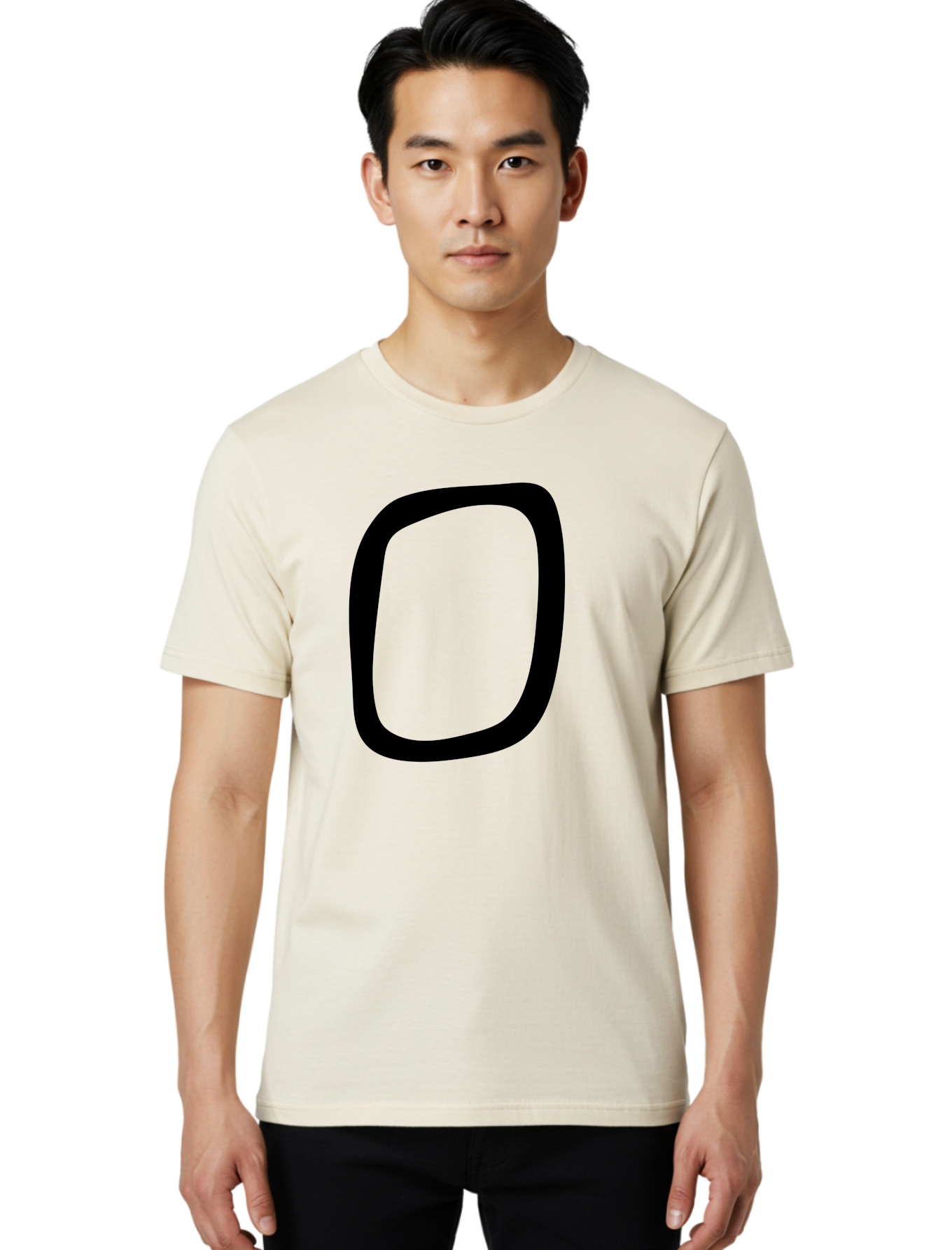 0 Men'S Graphic Tee, 100% Cotton, Comfortable Casual Summer Wear, Machine Washable, Handwritten Zero, Black Outline, Simple Design, Minimalist Style, Numeral, Number Zero, Digit - Aaa351