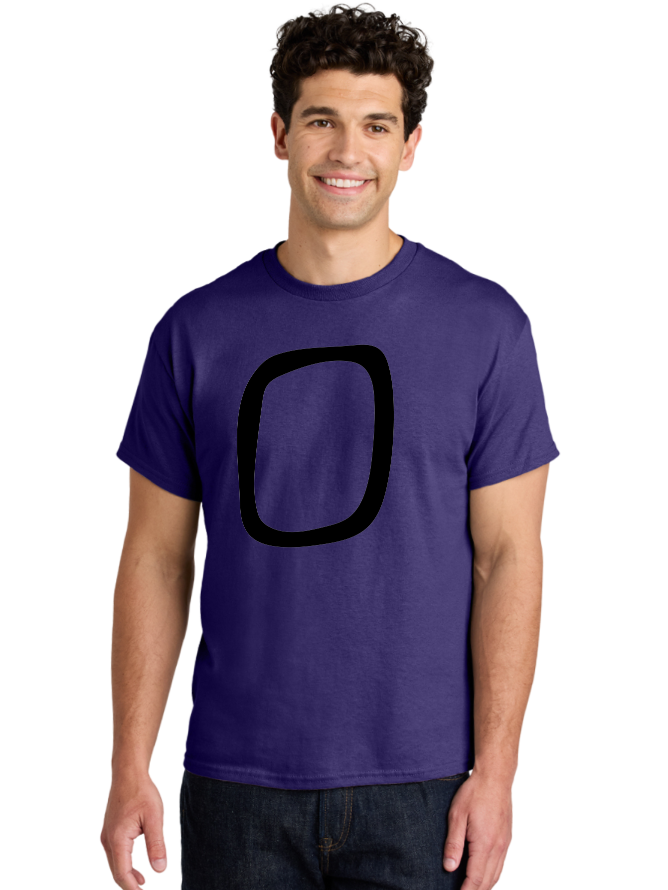 0 Men'S Graphic Tee, 100% Cotton, Comfortable Casual Summer Wear, Machine Washable, Handwritten Zero, Black Outline, Simple Design, Minimalist Style, Numeral, Number Zero, Digit - Aaa351