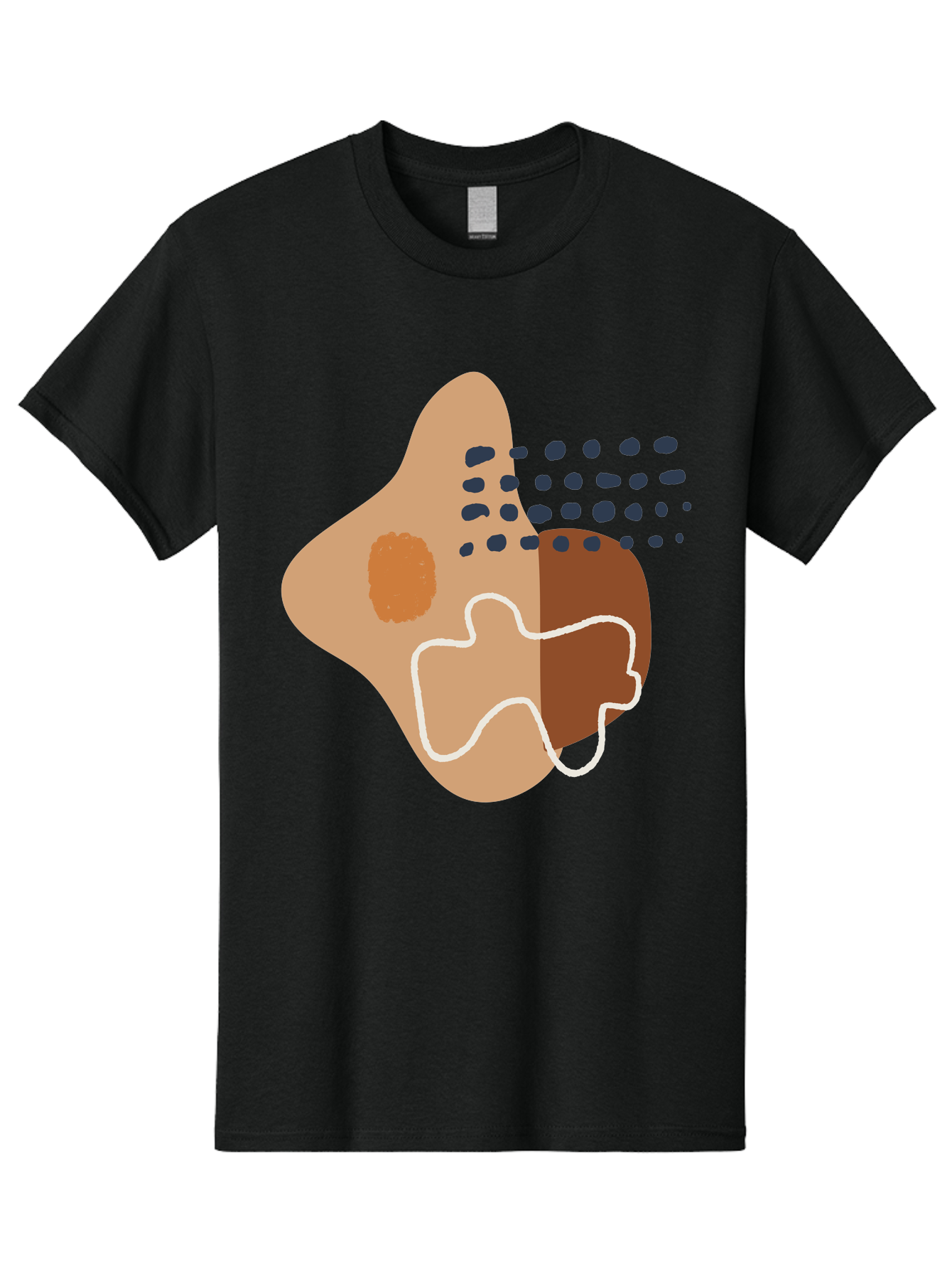 Abstract-Shapes-2 Men'S Graphic Tee, 100% Cotton, Comfortable Casual Summer Wear, Machine Washable, Stylized Head Profile, Abstract Shapes, Modern Design, Minimalist Art, Creative Expression, Digital Illustration, Dotted Patterns, - Aaa354